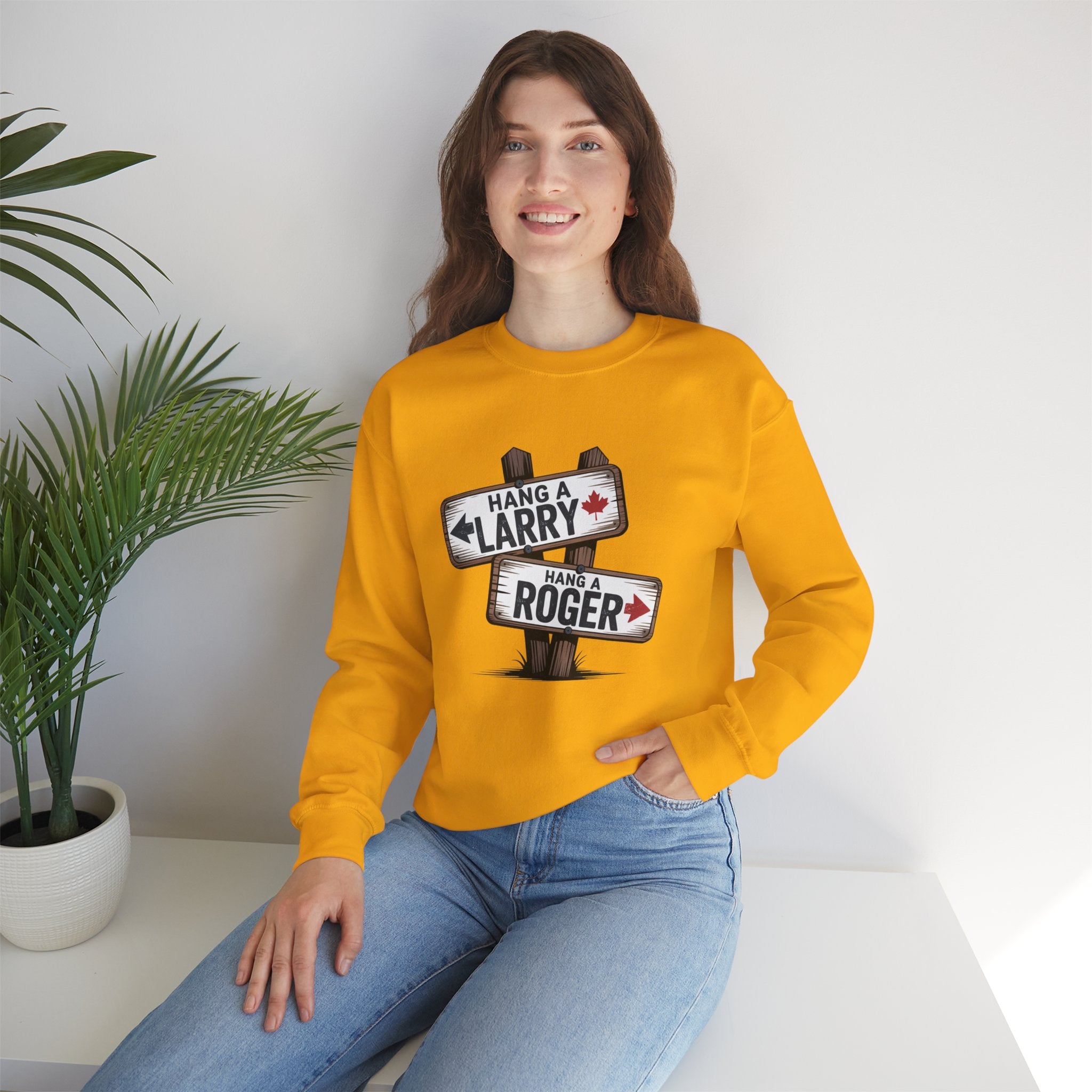 "Hang a Larry, Hang a Roger" Road Sign Graphic Sweatshirt