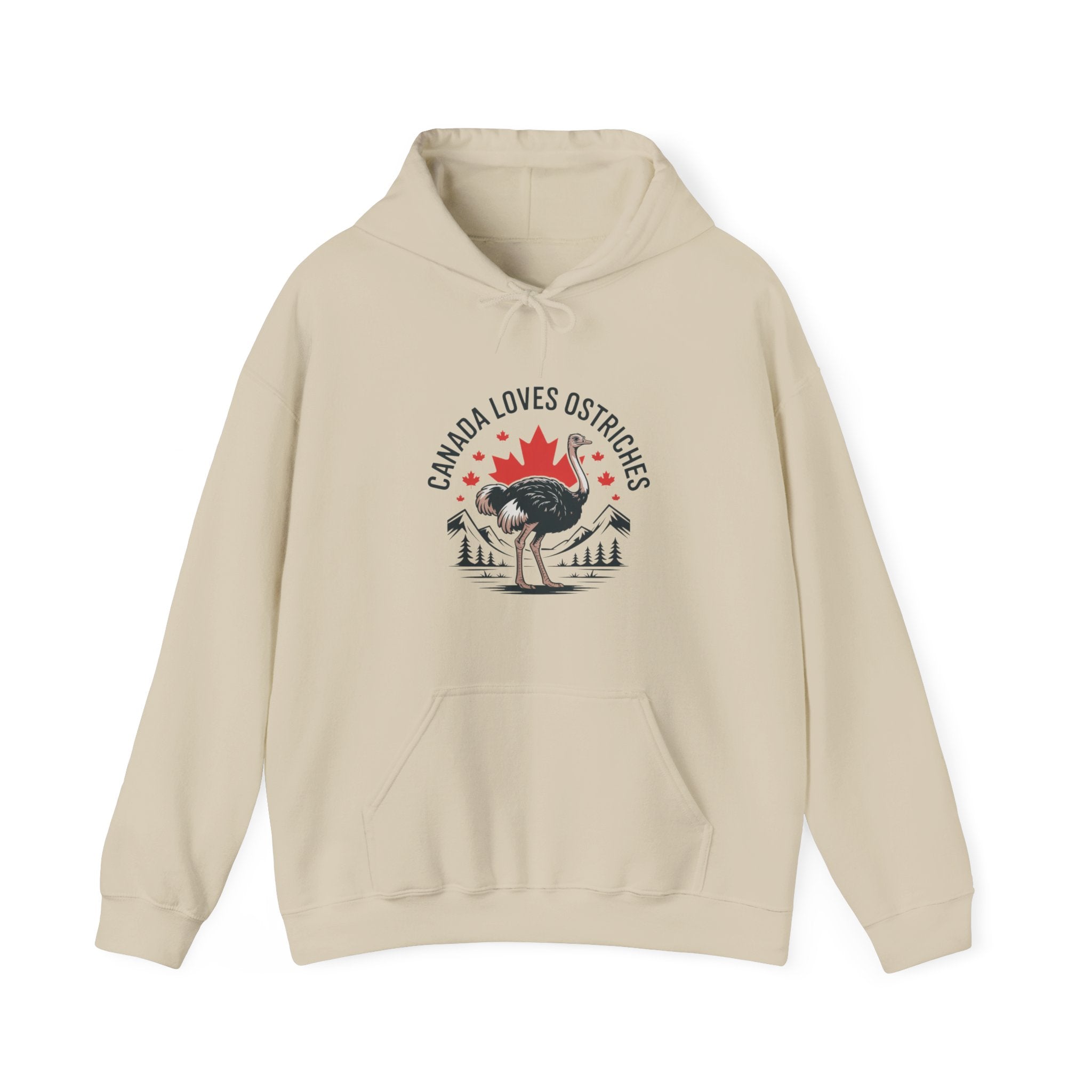 Canada Loves Ostriches Hoodie – Cute Canadian Maple Leaf Ostrich Graphic Sweatshirt