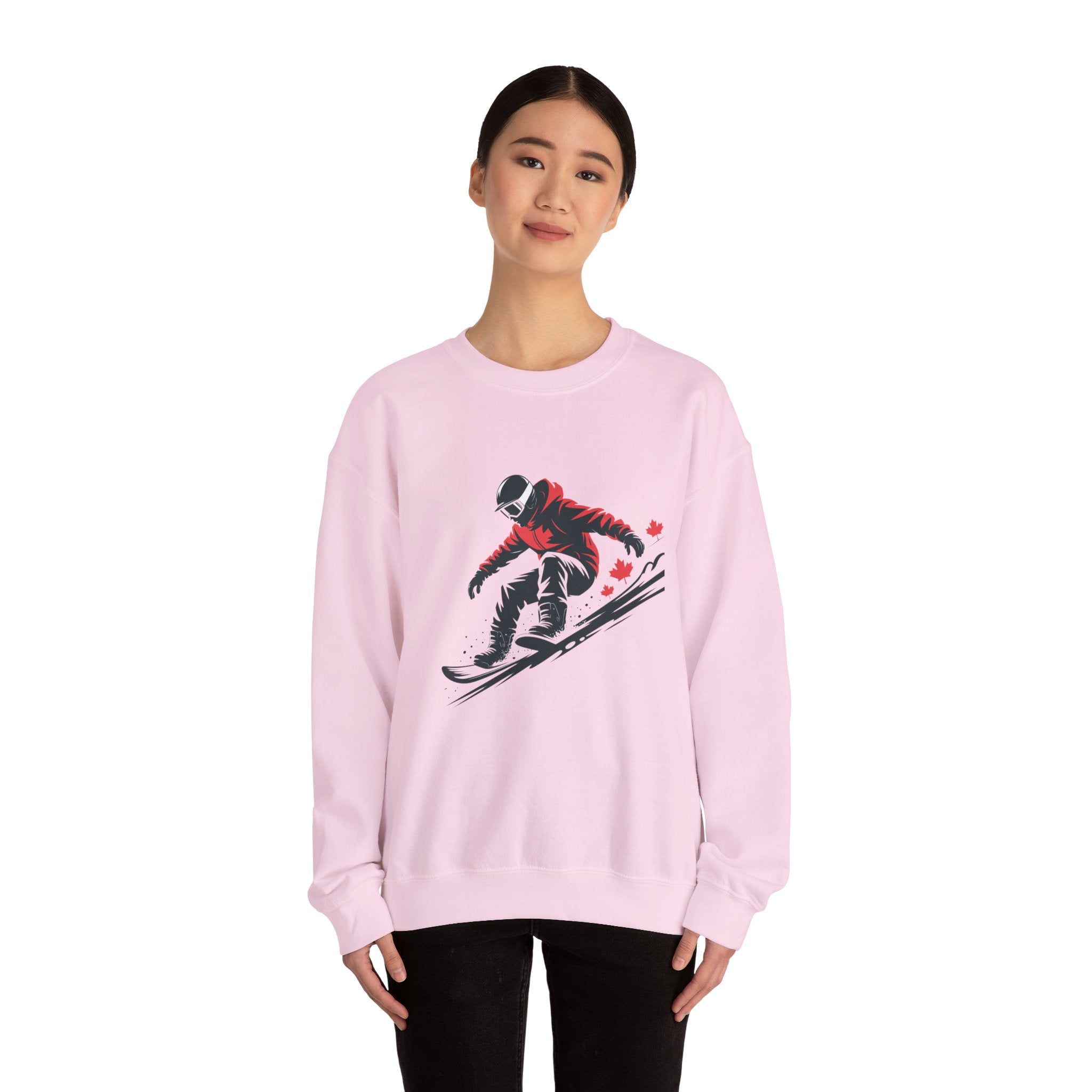 Snowboarder Graphic Sweatshirt – Red Jacket Winter Snowboarding Crewneck