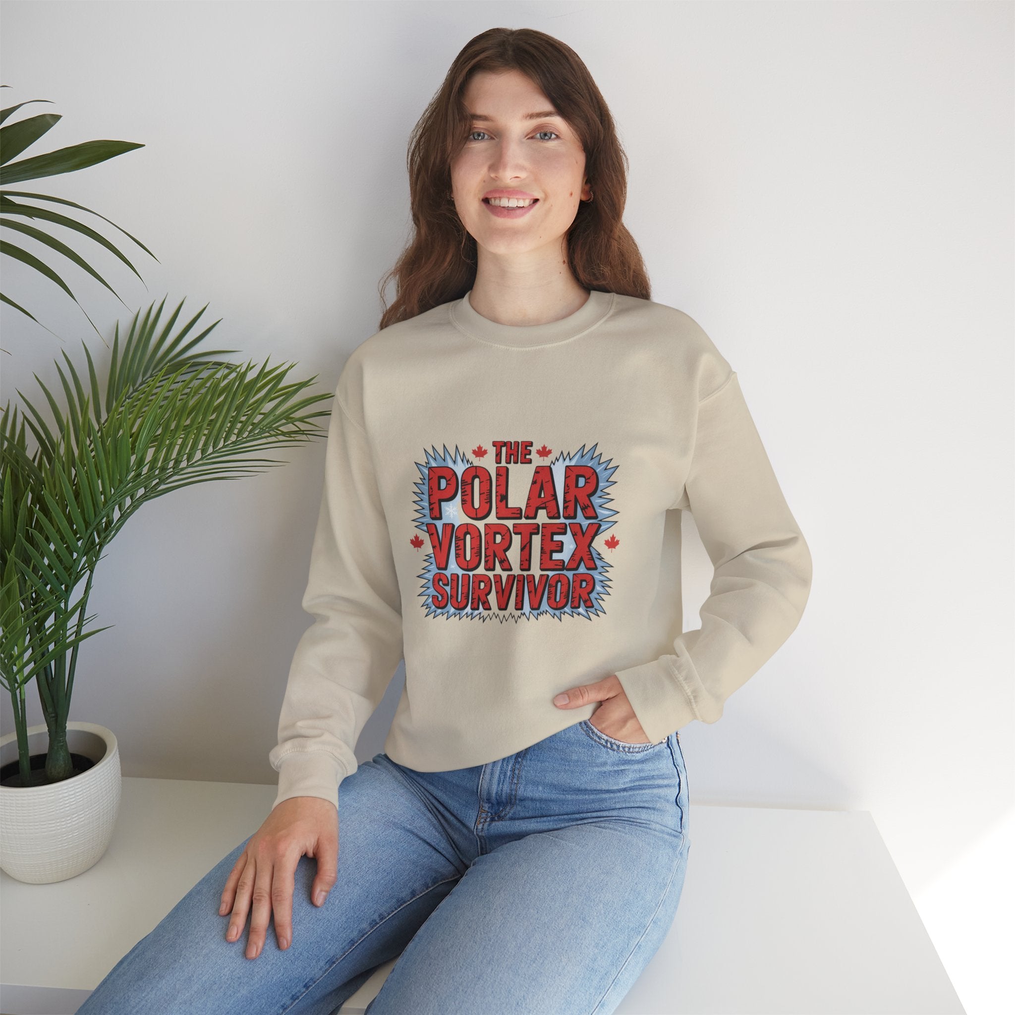 Polar Vortex Survivor Sweatshirt — Funny Winter Cold Weather Crewneck