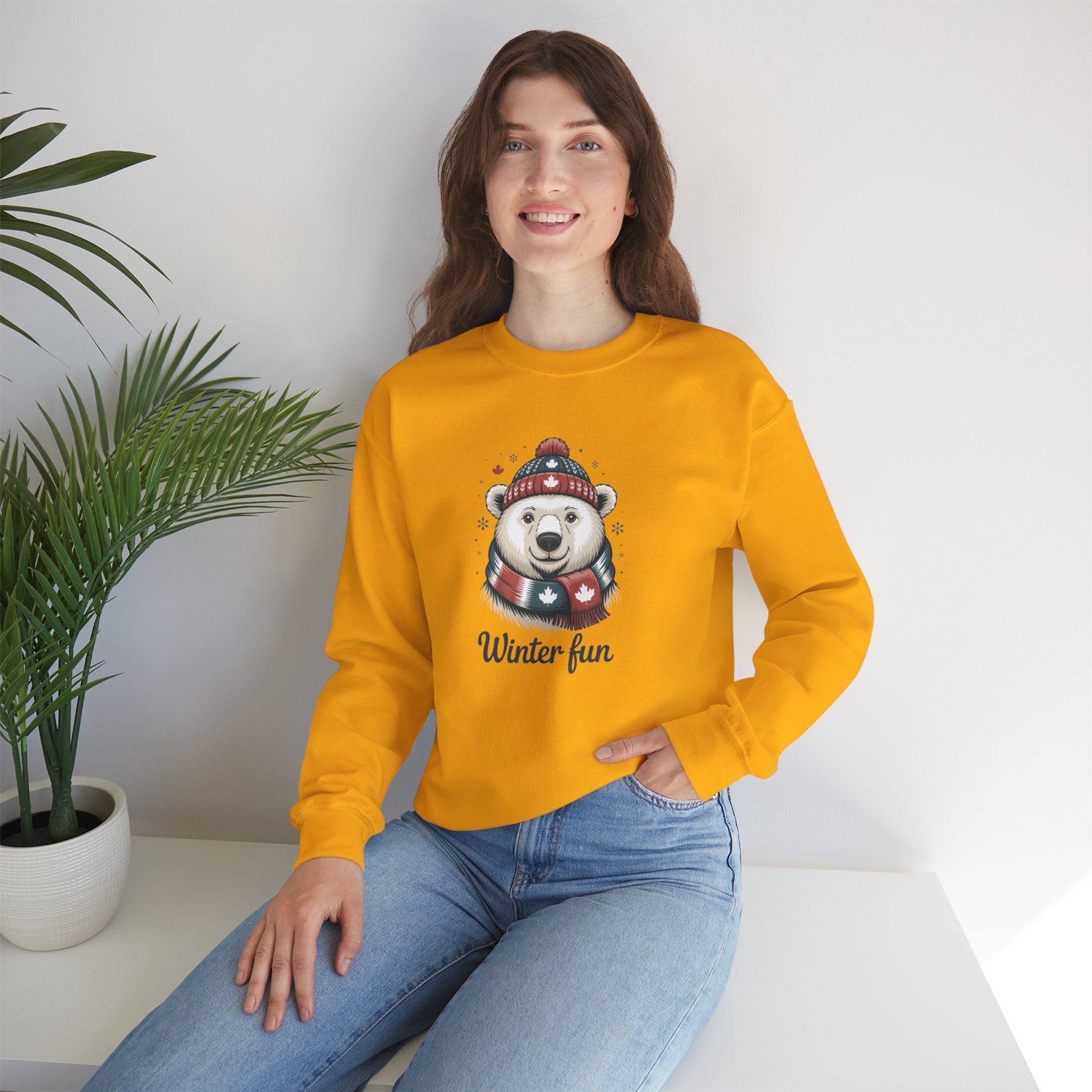 'Winter Fun' Polar Bear Crewneck: Cozy Holiday Snow Day Sweatshirt