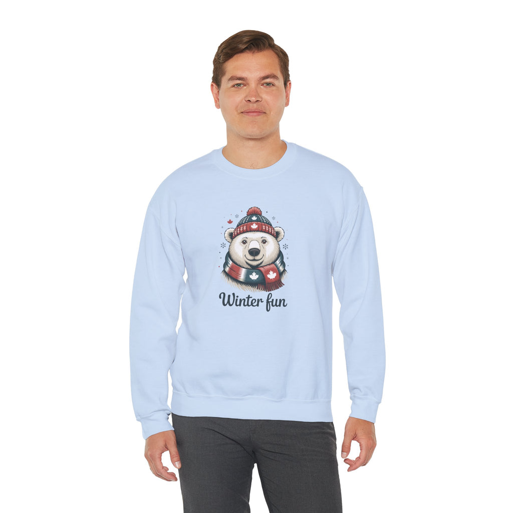 'Winter Fun' Polar Bear Crewneck: Cozy Holiday Snow Day Sweatshirt