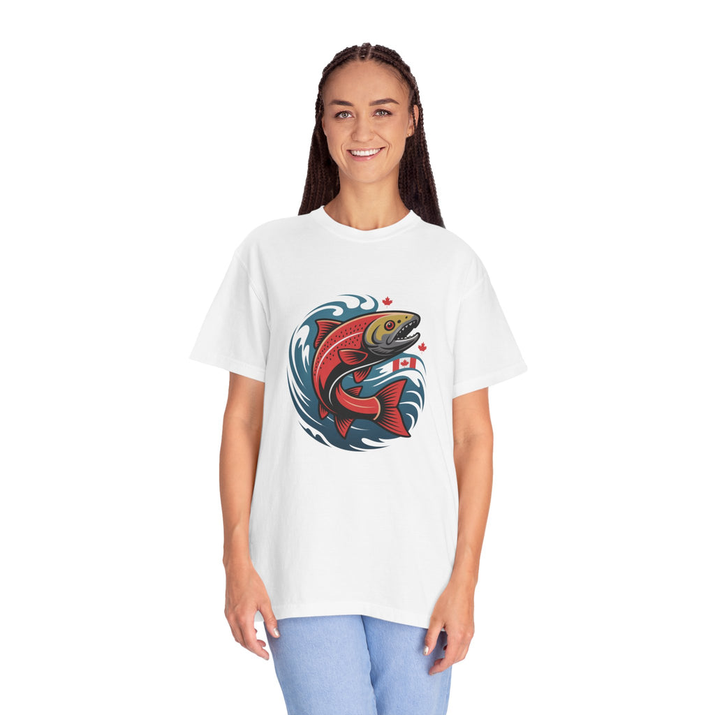 Salmon Wave T‑Shirt — Retro Fishing Graphic Tee