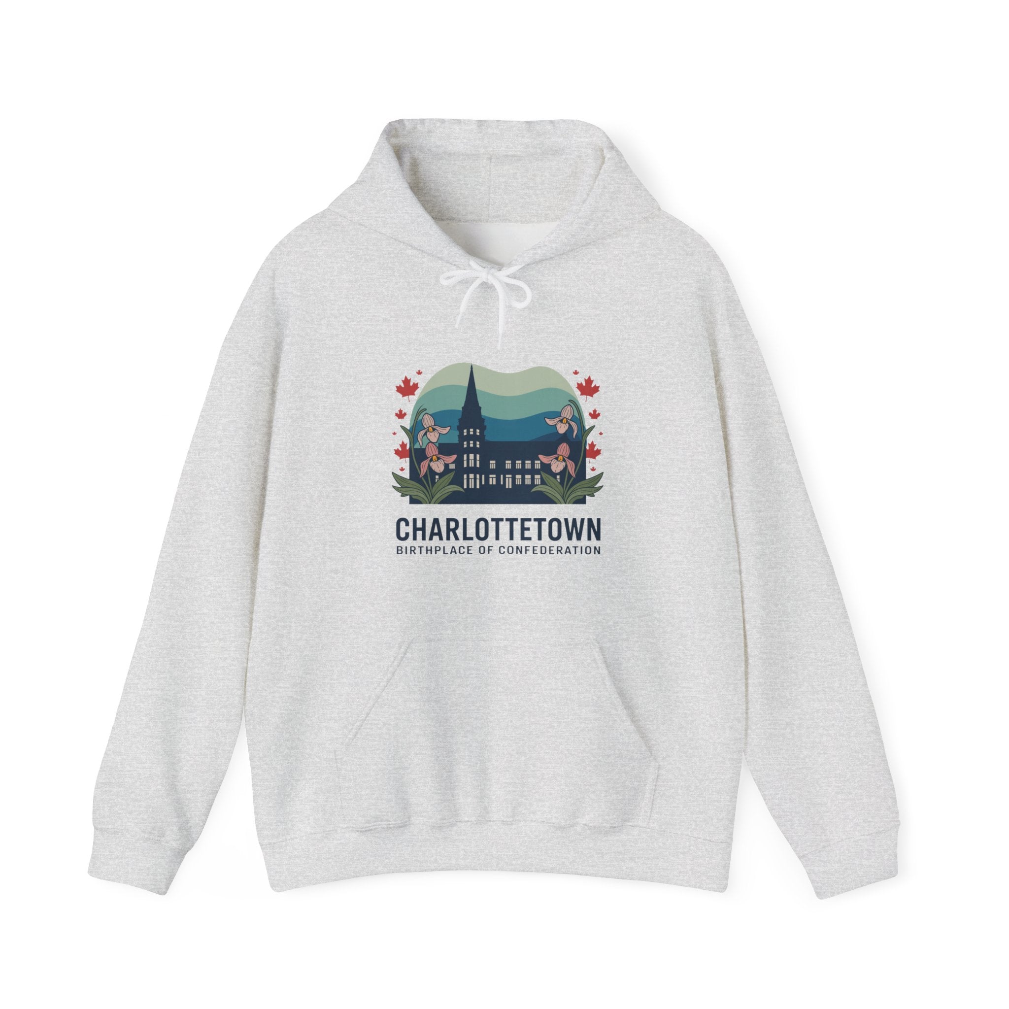 Charlottetown Scenic Hoodie — Vintage Island Skyline & Parliament Building Design