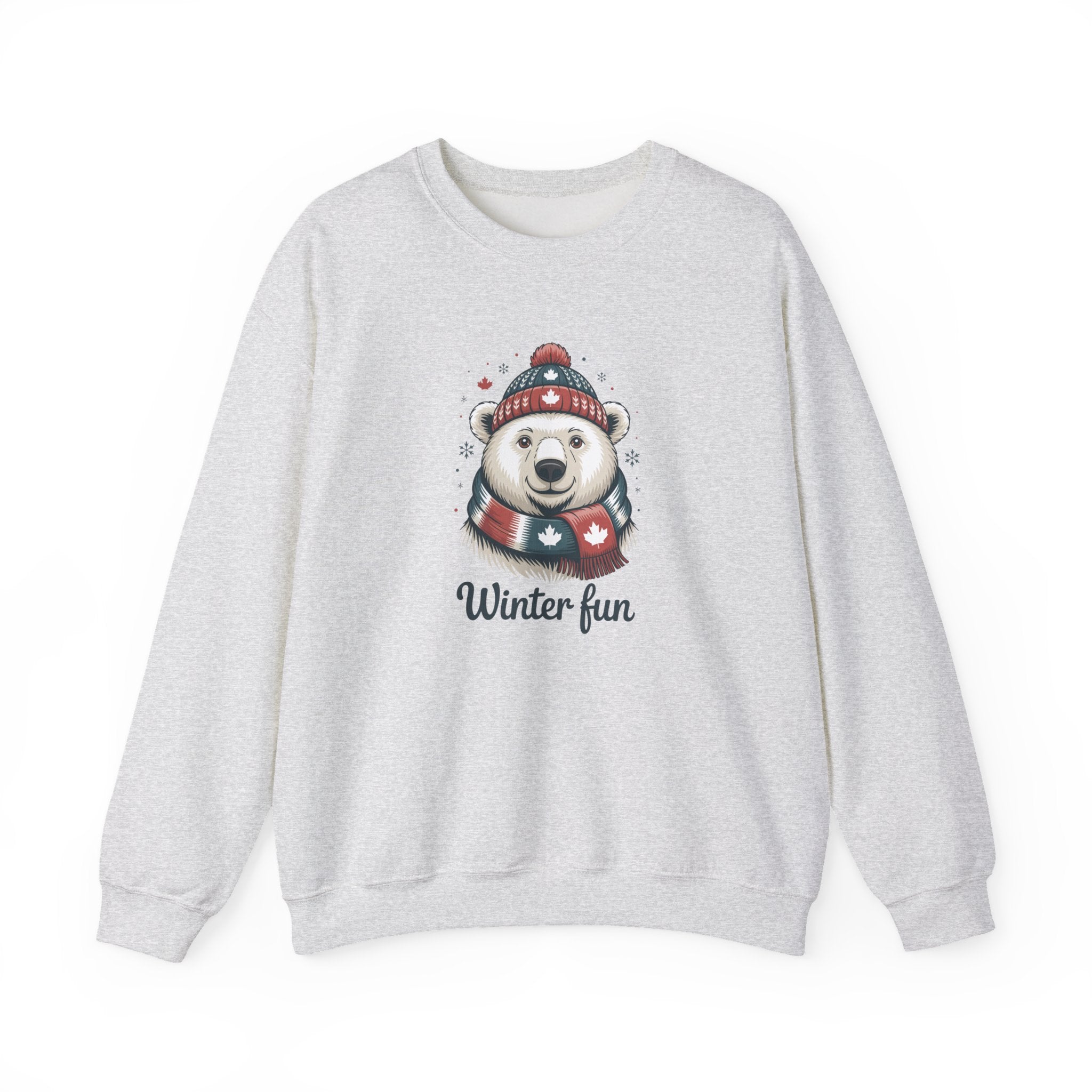 'Winter Fun' Polar Bear Crewneck: Cozy Holiday Snow Day Sweatshirt