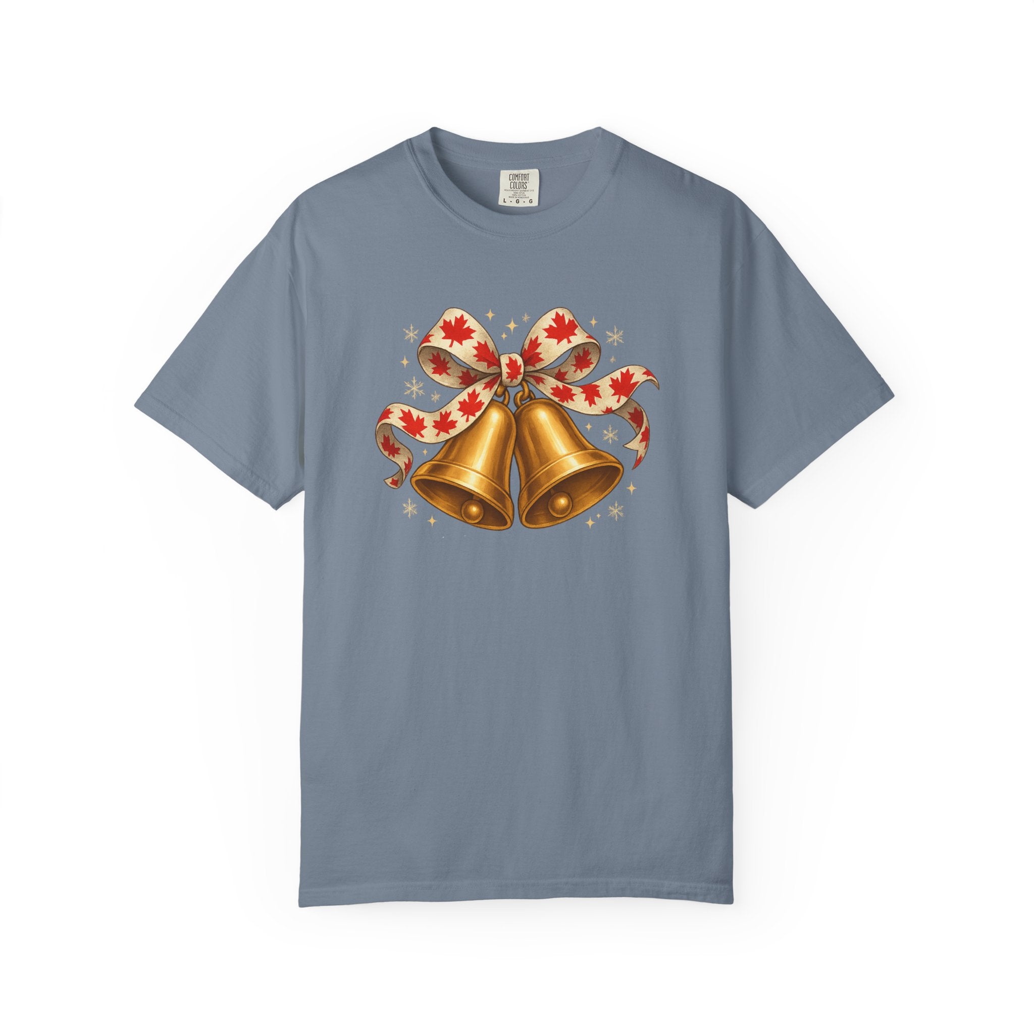 Cozy Christmas Bells T-Shirt | Festive Maple Pride Tee with Vintage Garment-Dyed Comfort