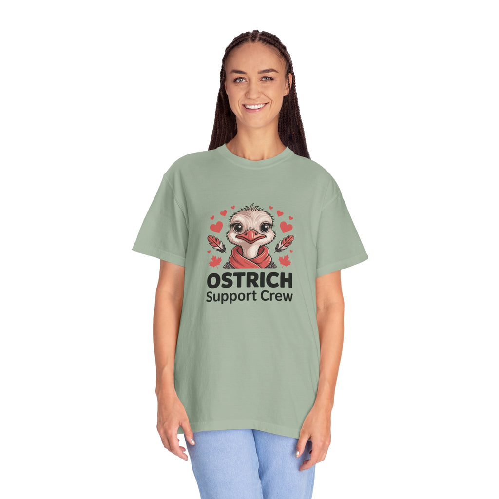 Ostrich Support Crew T-Shirt — Cute Ostrich Valentine Tee