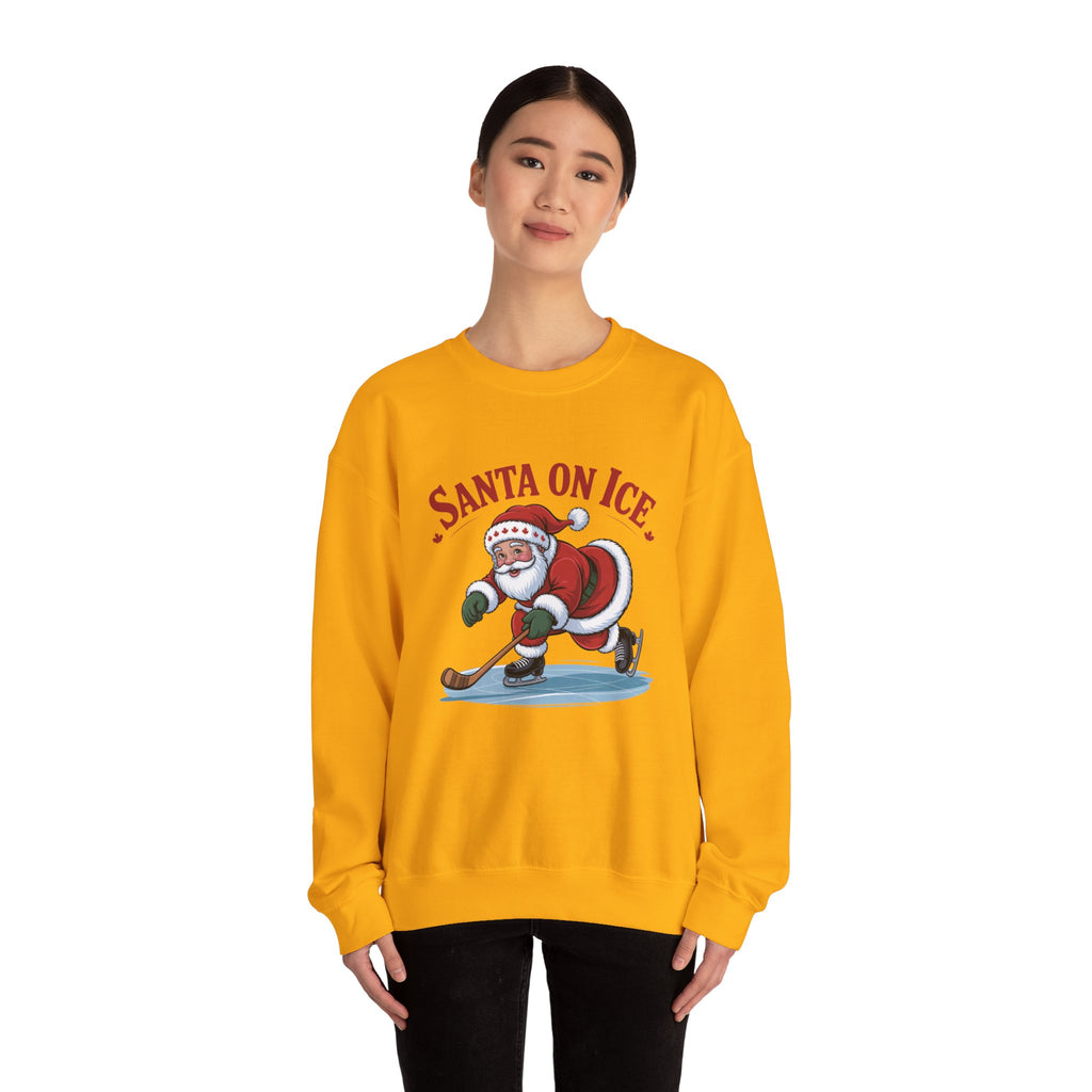 Santa on Ice Sweatshirt — Funny Hockey Santa Christmas Crewneck