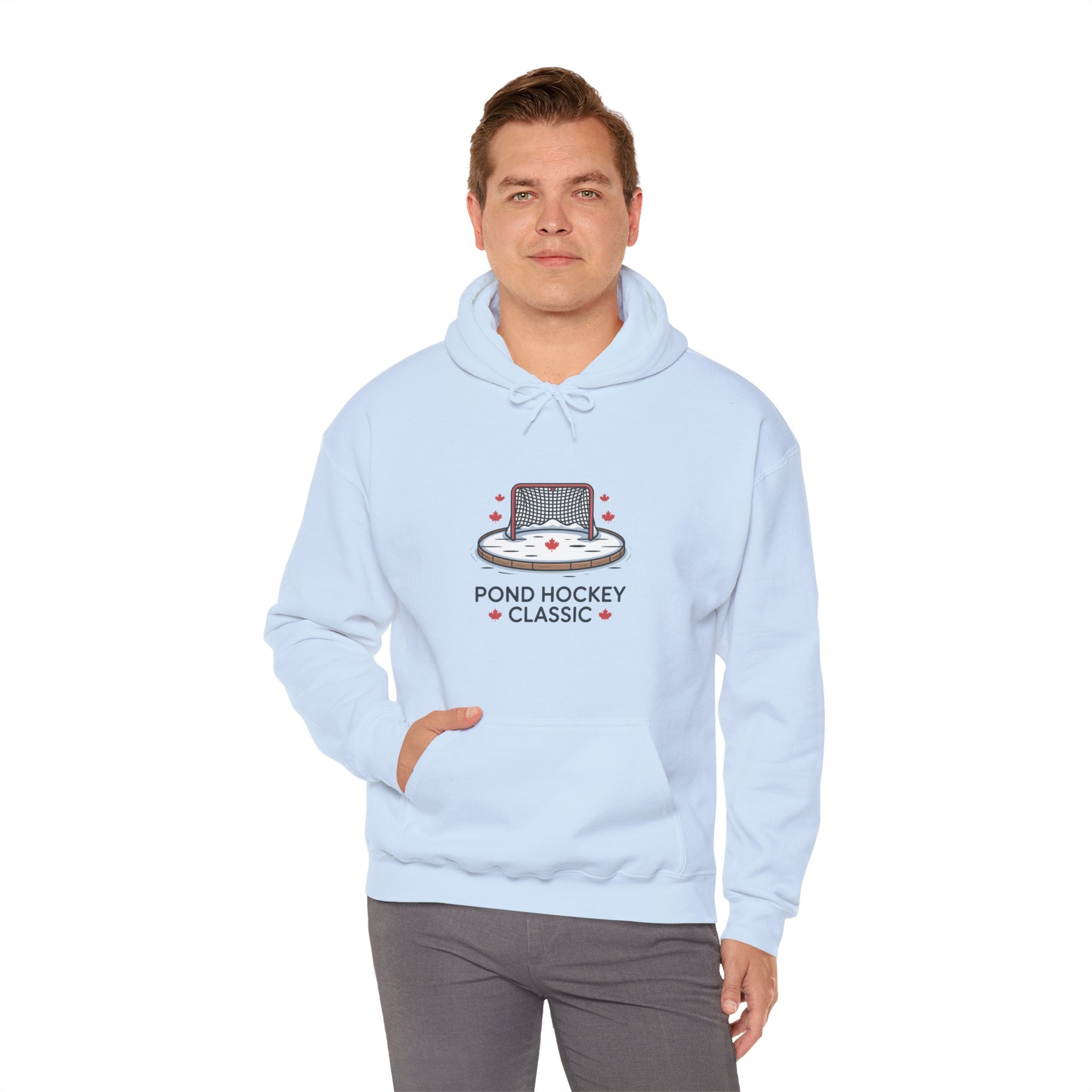 Pond Hockey Classic Hoodie — Vintage Ice Rink Hockey Sweatshirt