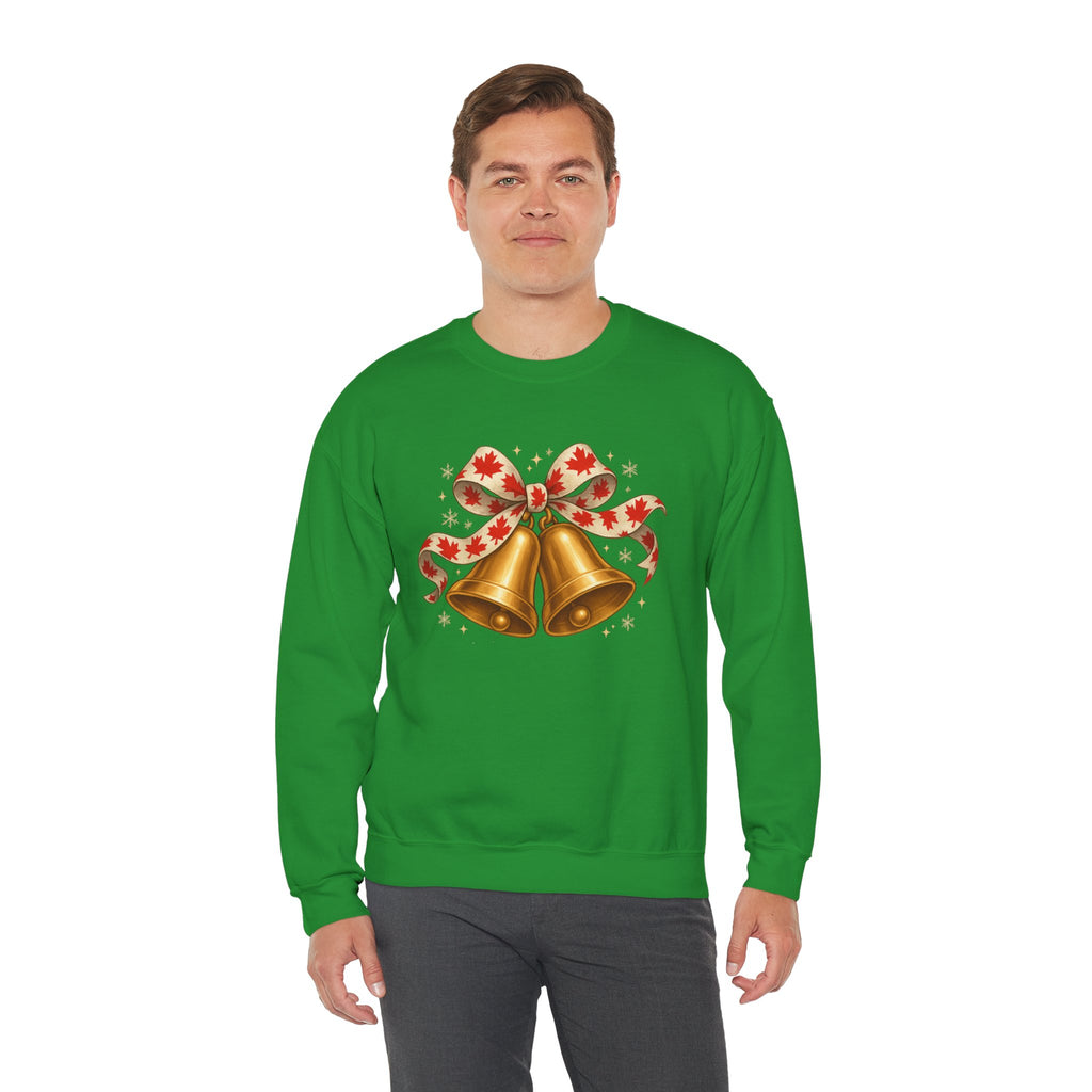 Christmas Bells Sweatshirt — Festive Maple Ribbon Holiday Crewneck