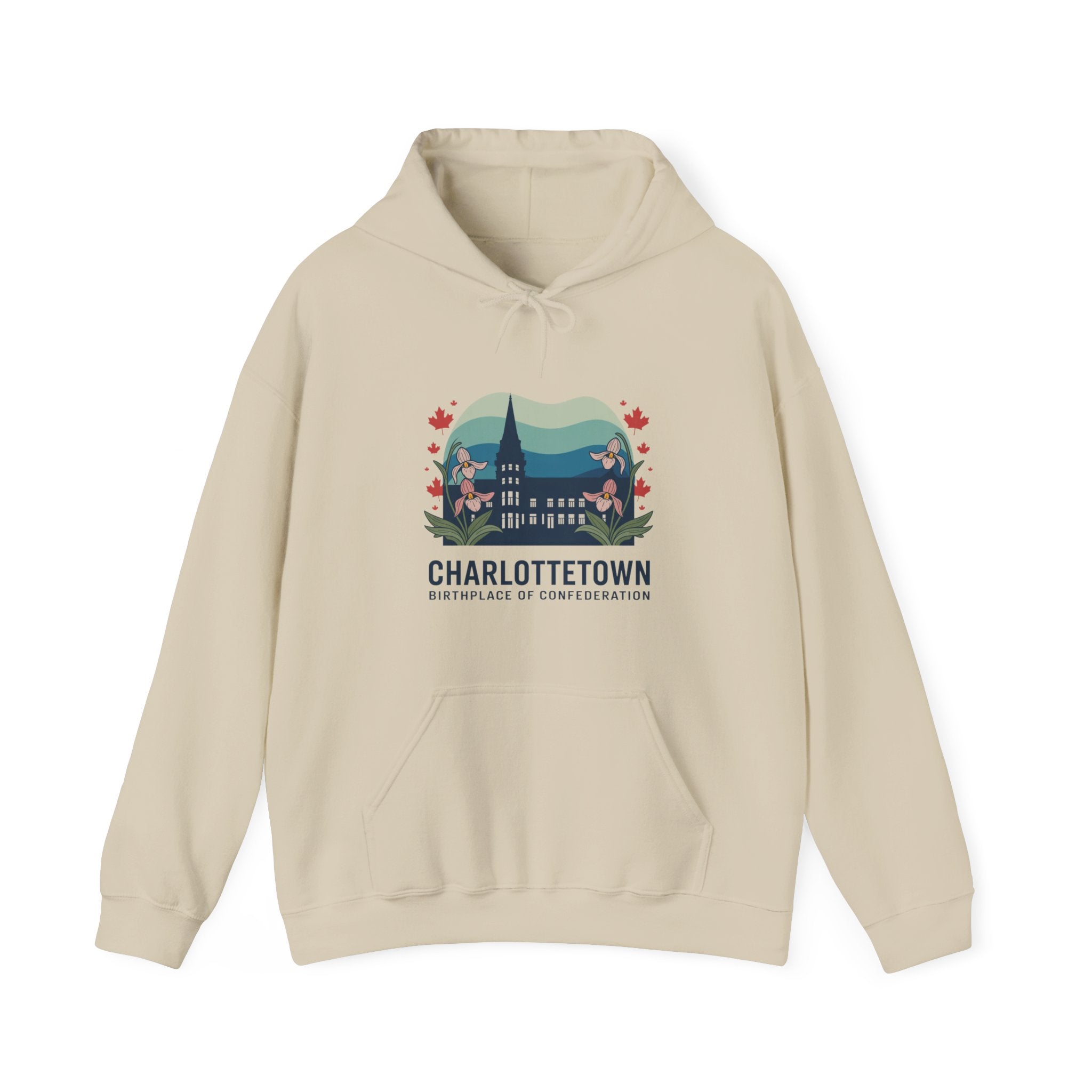 Charlottetown Scenic Hoodie — Vintage Island Skyline & Parliament Building Design