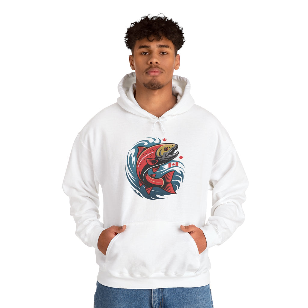 Salmon Wave Hoodie — Retro Fishing Graphic Pullover