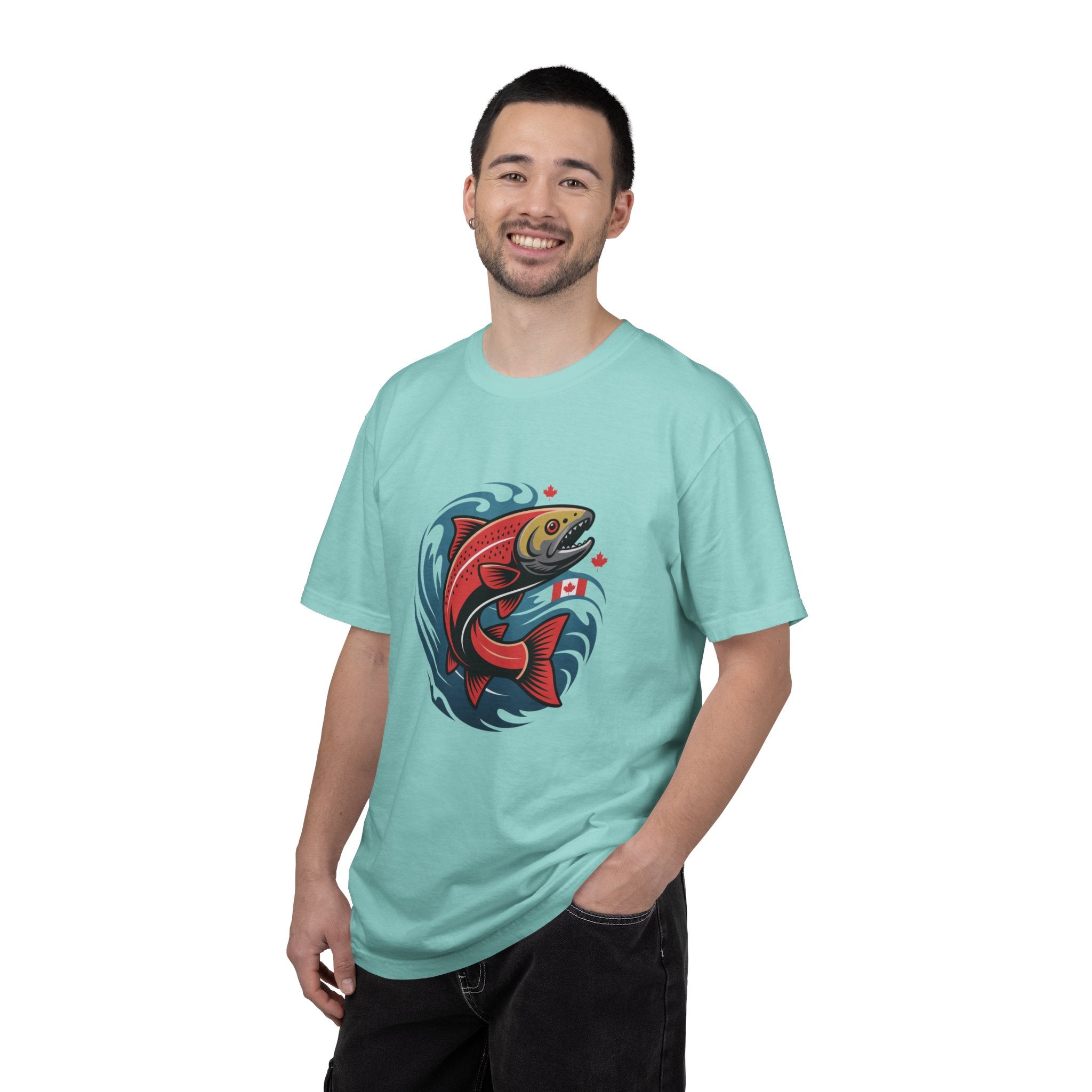 Salmon Wave T‑Shirt — Retro Fishing Graphic Tee
