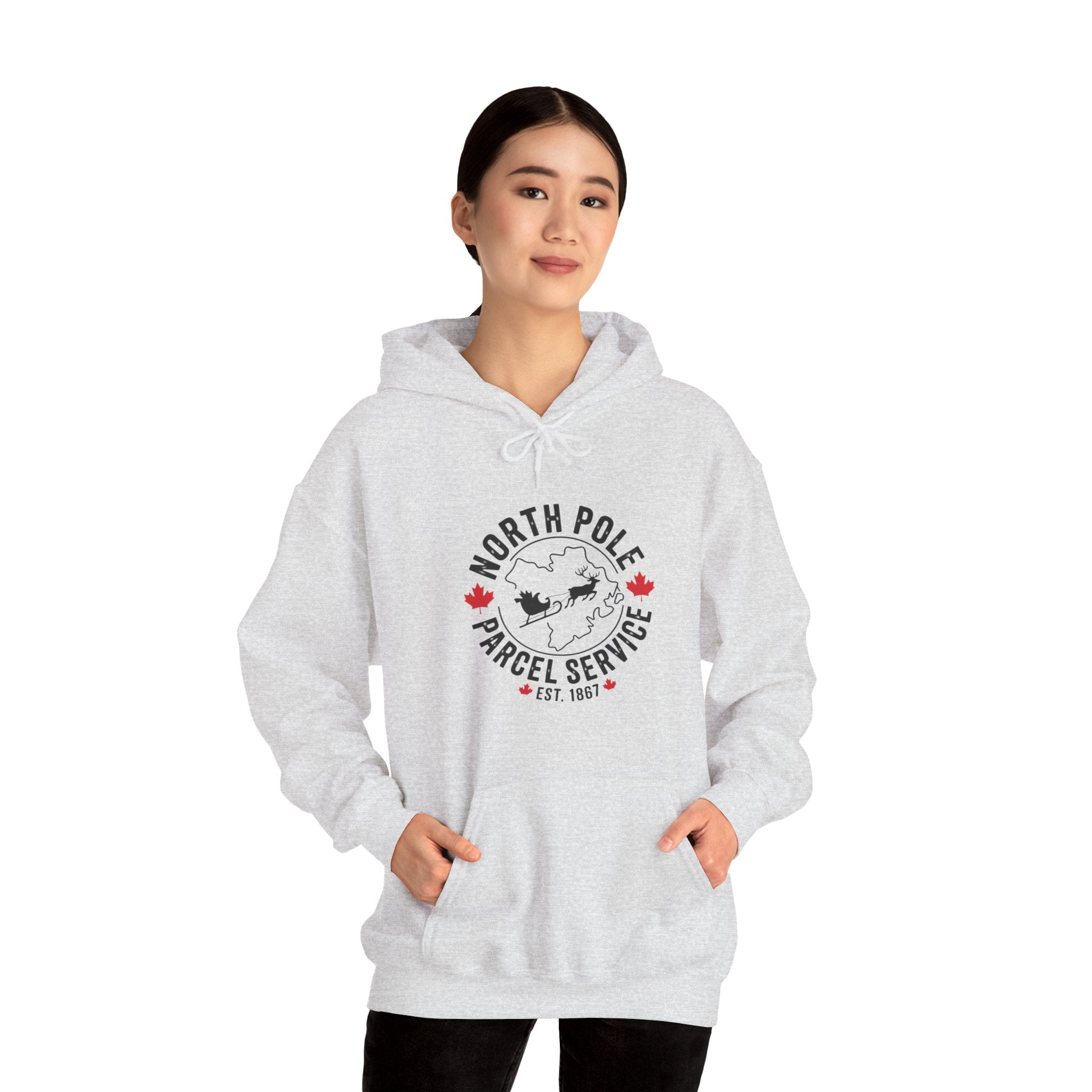 North Pole Parcel Service Hoodie — Vintage Santa Delivery Christmas Sweatshirt