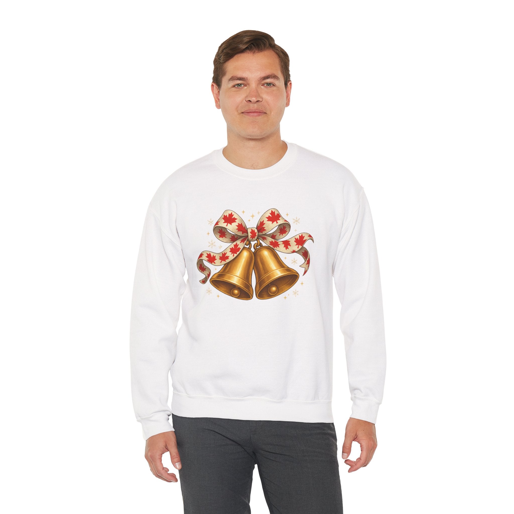Christmas Bells Sweatshirt — Festive Maple Ribbon Holiday Crewneck