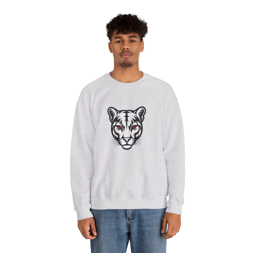 Cougar Face Crewneck Sweatshirt — Minimal Graphic