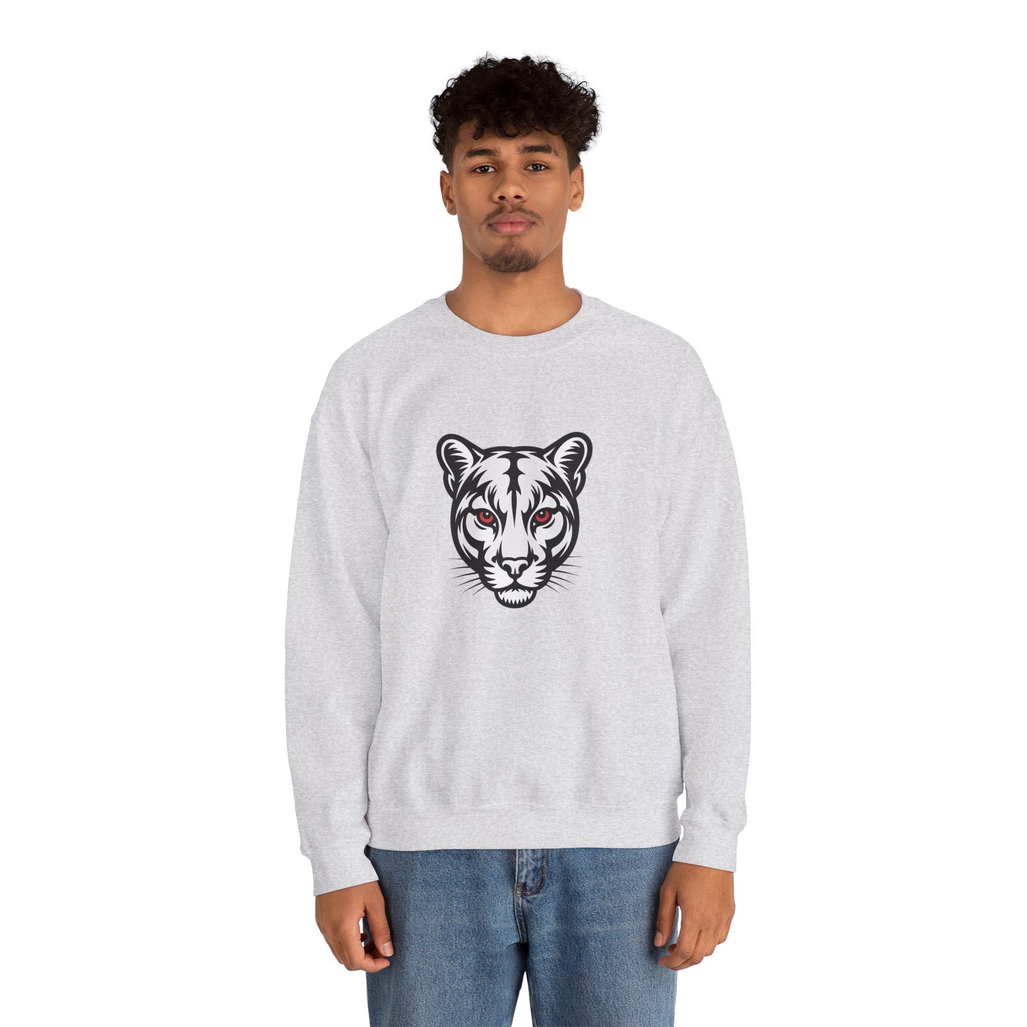 Cougar Face Crewneck Sweatshirt — Minimal Graphic