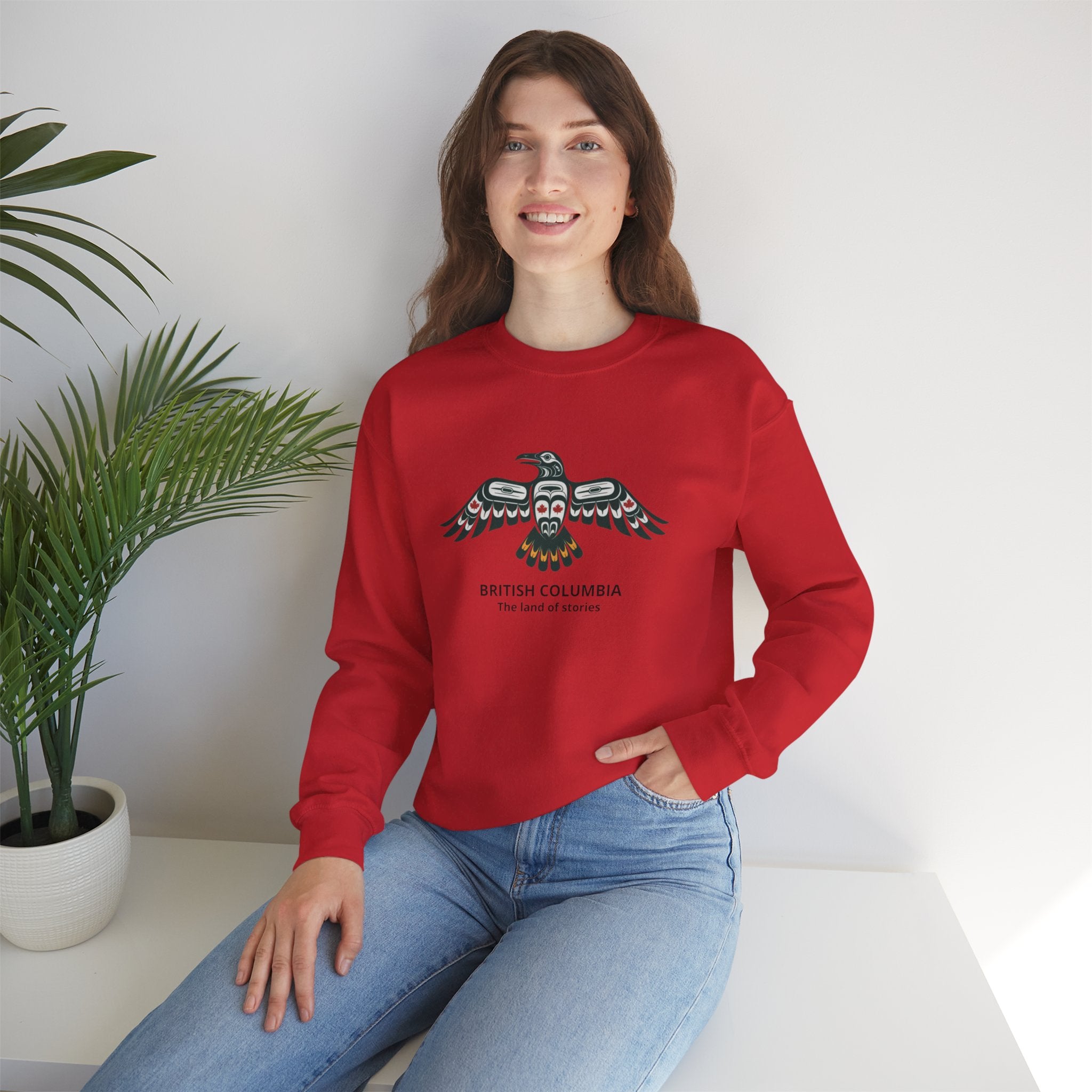 British Columbia Thunderbird Crewneck Sweatshirt — 'British Columbia The land of rivers' Indigenous-Inspired Design