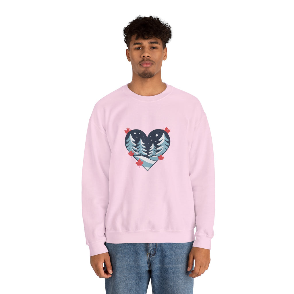 Winter Forest Heart Sweatshirt — Cozy Christmas Crewneck