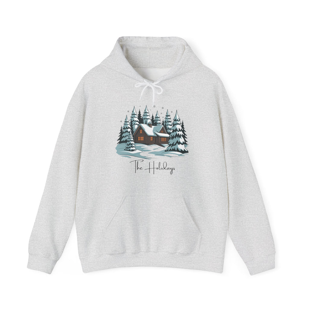 Cozy Cabin Holiday Hoodie — Winter Pine Forest Sweatshirt