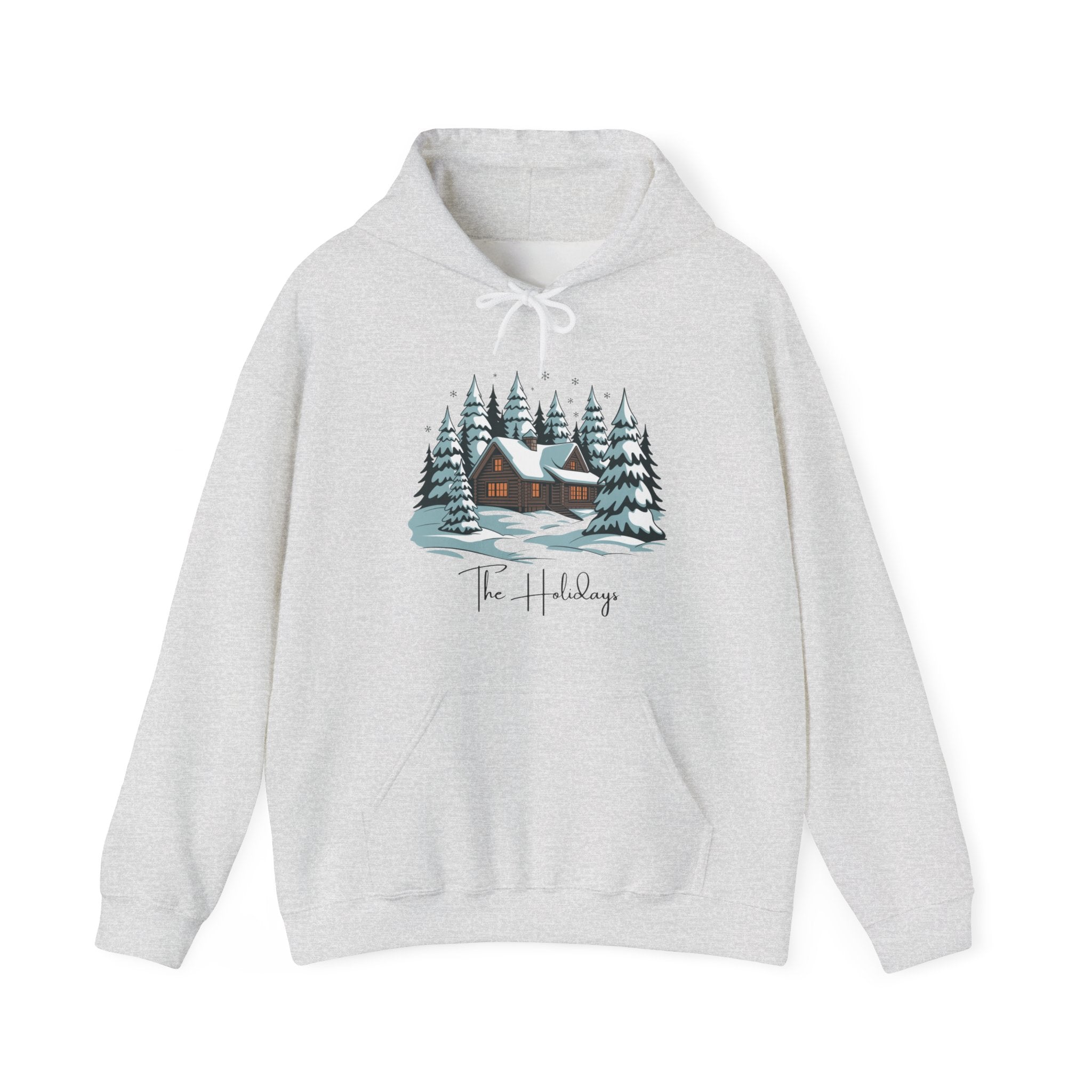 Cozy Cabin Holiday Hoodie — Winter Pine Forest Sweatshirt