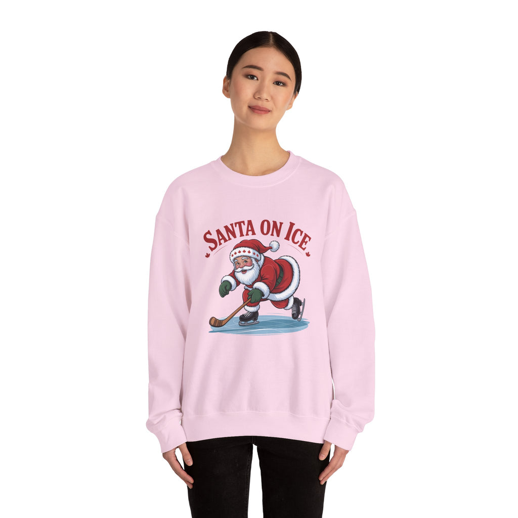 Santa on Ice Sweatshirt — Funny Hockey Santa Christmas Crewneck