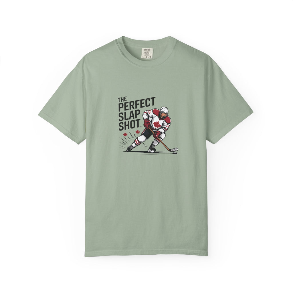 Hockey Slap Shot T-Shirt — “The Perfect Slap Shot” Graphic Tee