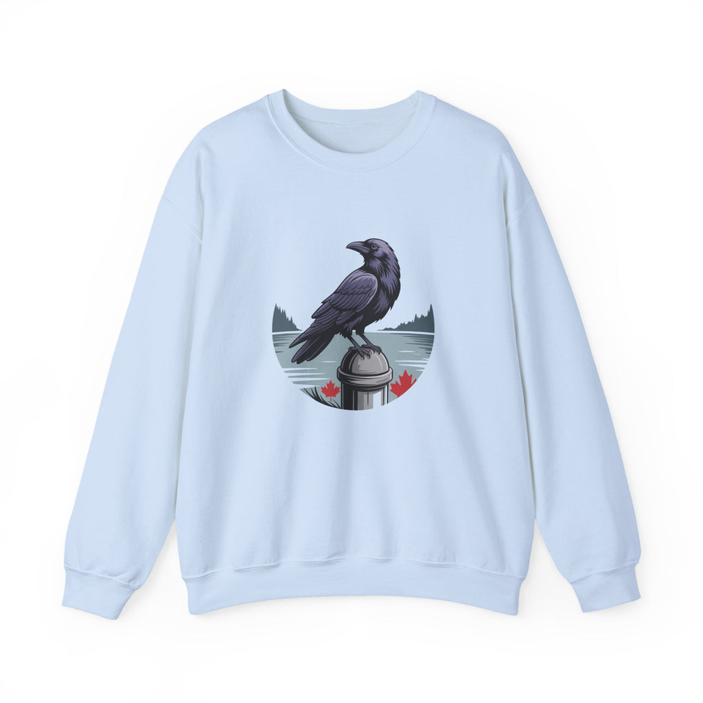 Raven by the Lake Crewneck Sweatshirt — Scenic Nature Graphic