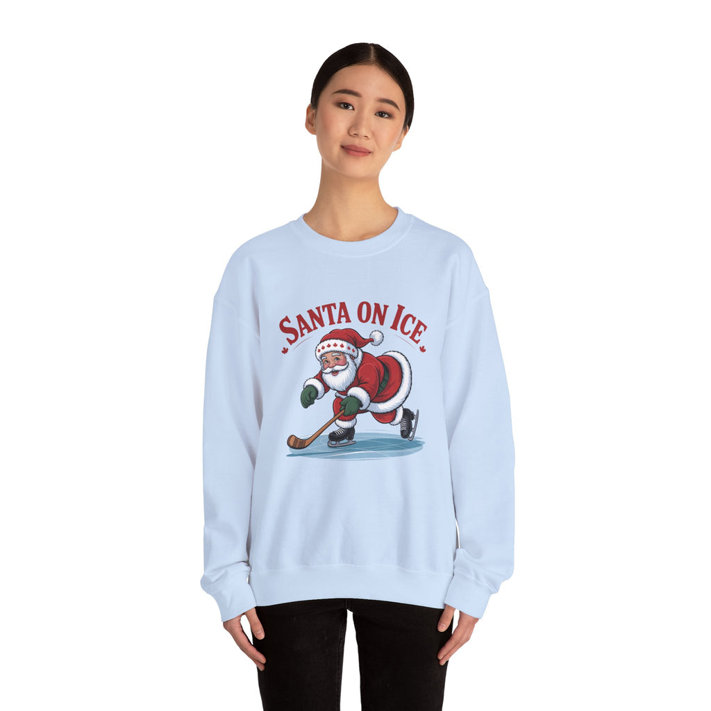 Santa on Ice Sweatshirt — Funny Hockey Santa Christmas Crewneck