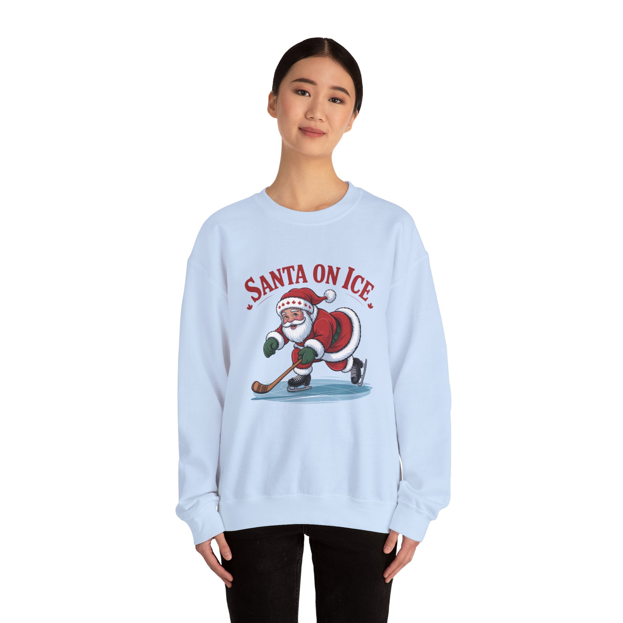 Santa on Ice Sweatshirt — Funny Hockey Santa Christmas Crewneck