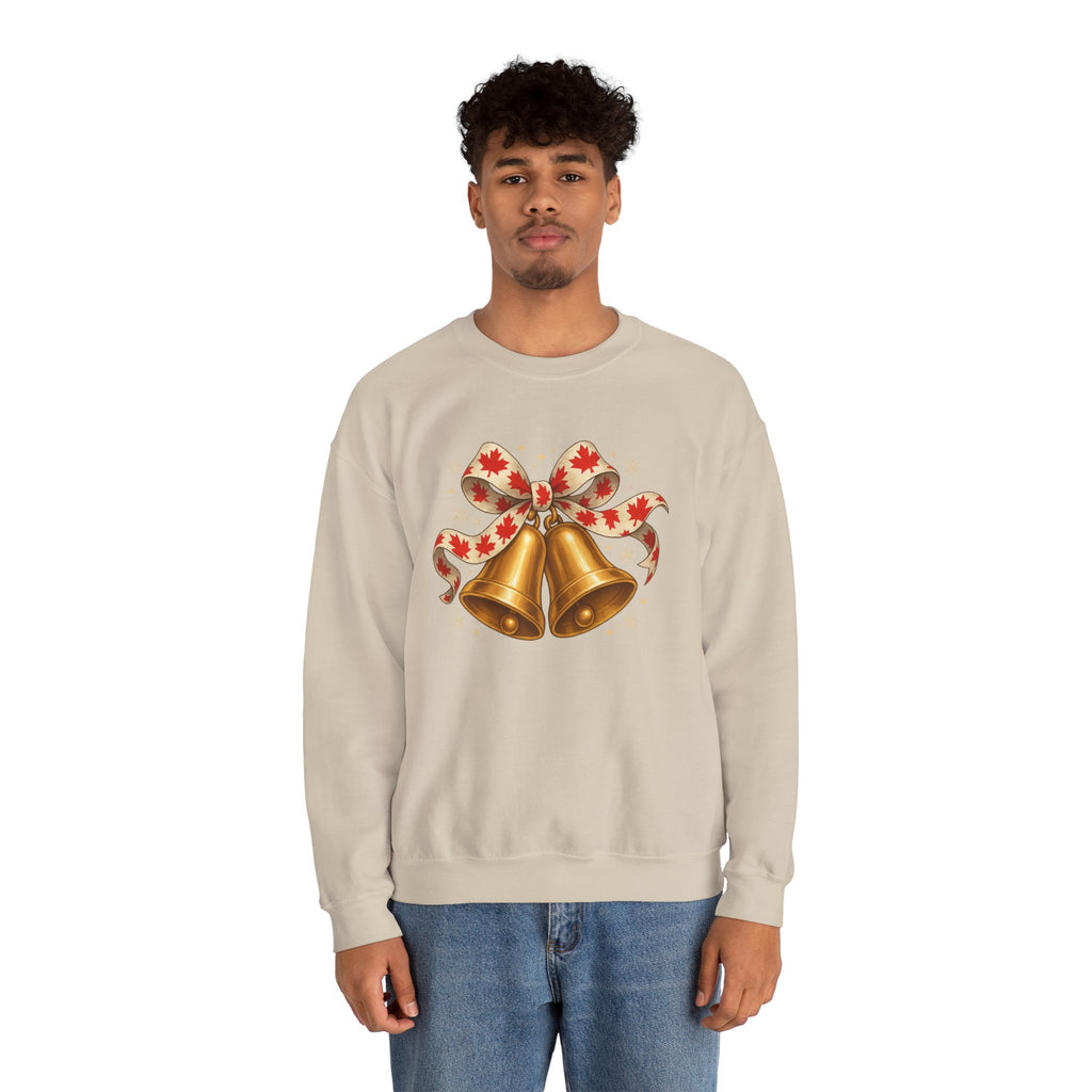 Christmas Bells Sweatshirt — Festive Maple Ribbon Holiday Crewneck