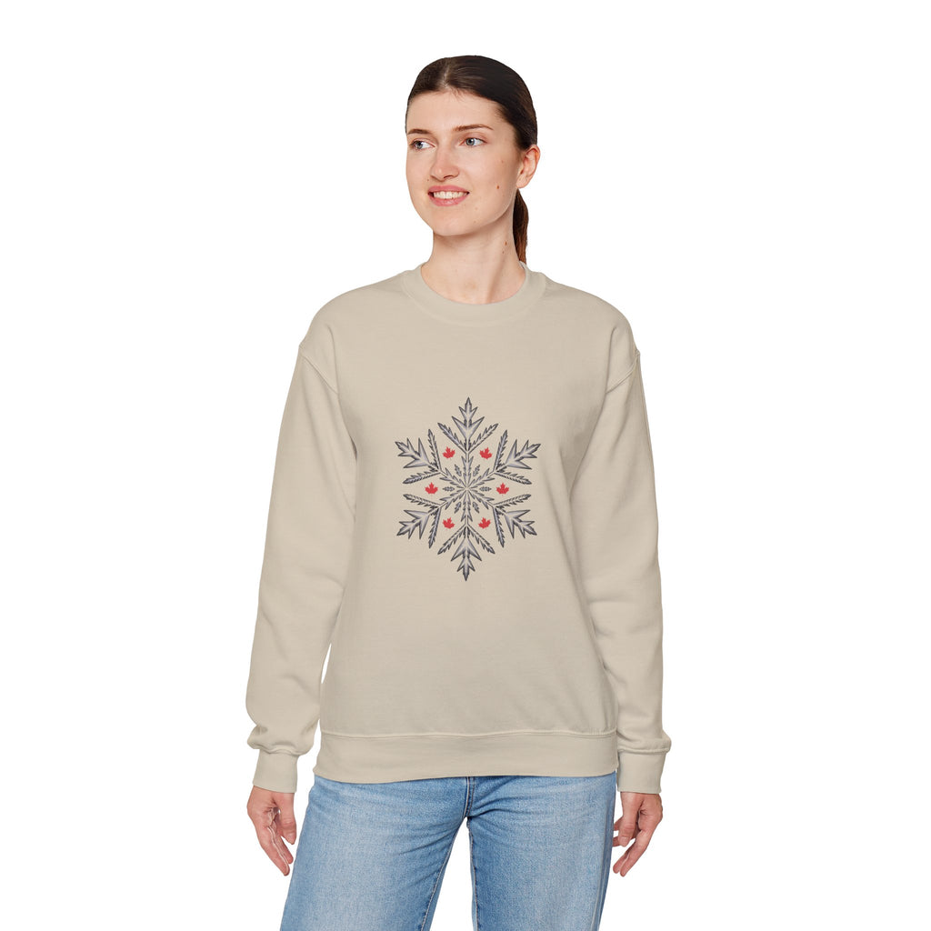 Minimal Snowflake Design with Red Berry Accents - Sweatshirt