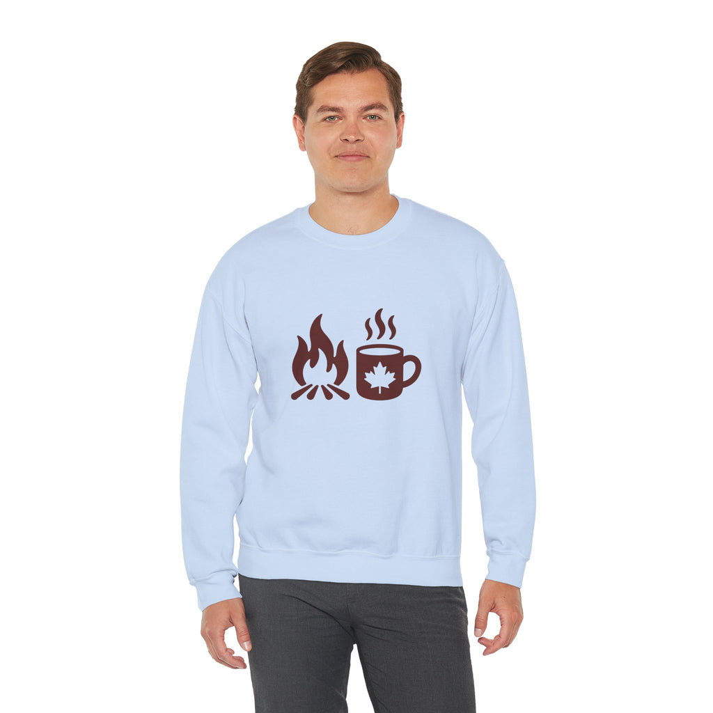 Campfire & Coffee Crewneck Sweatshirt — Cozy Camping Coffee Sweatshirt