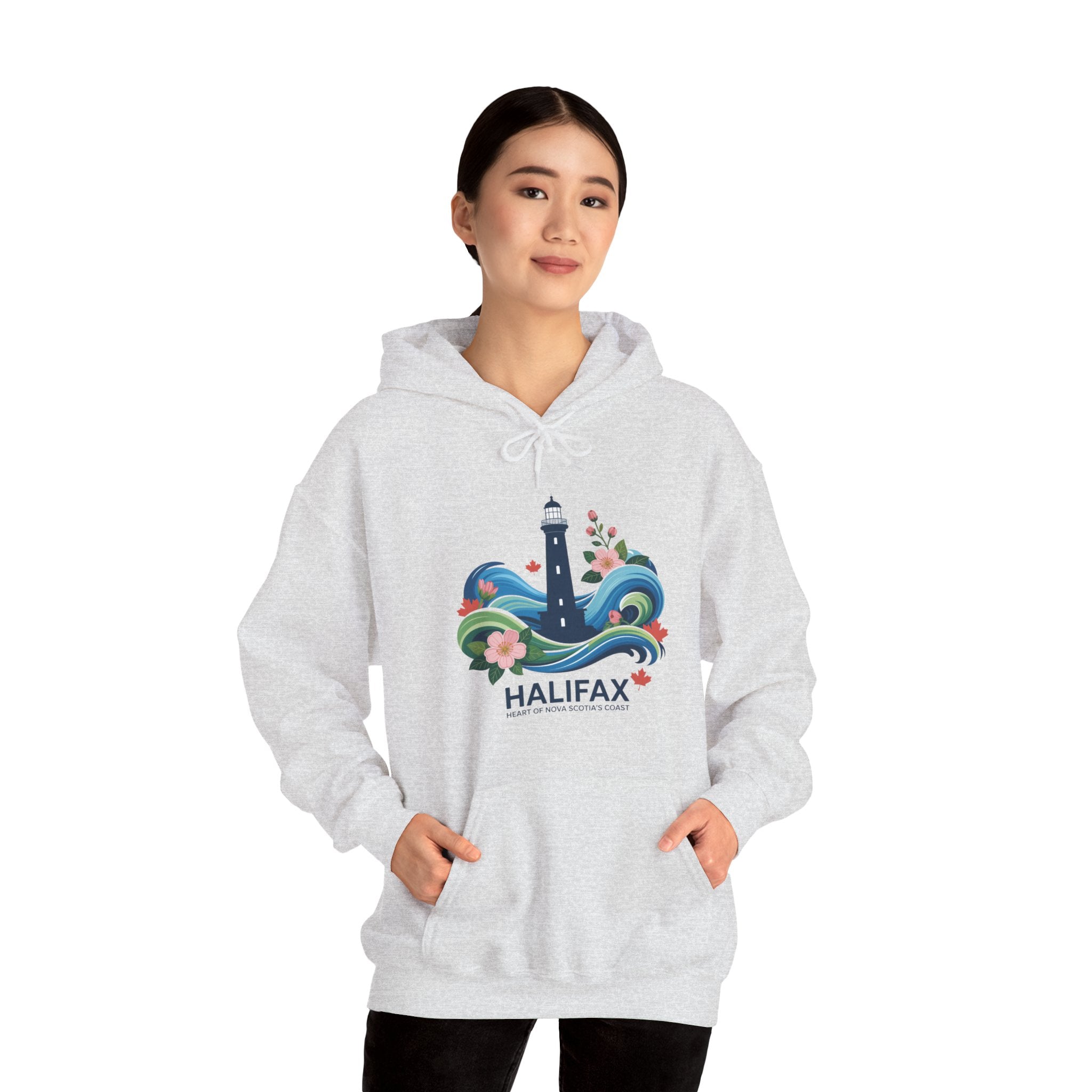 Halifax Lighthouse Hoodie — Coastal Floral Nova Scotia Sweatshirt