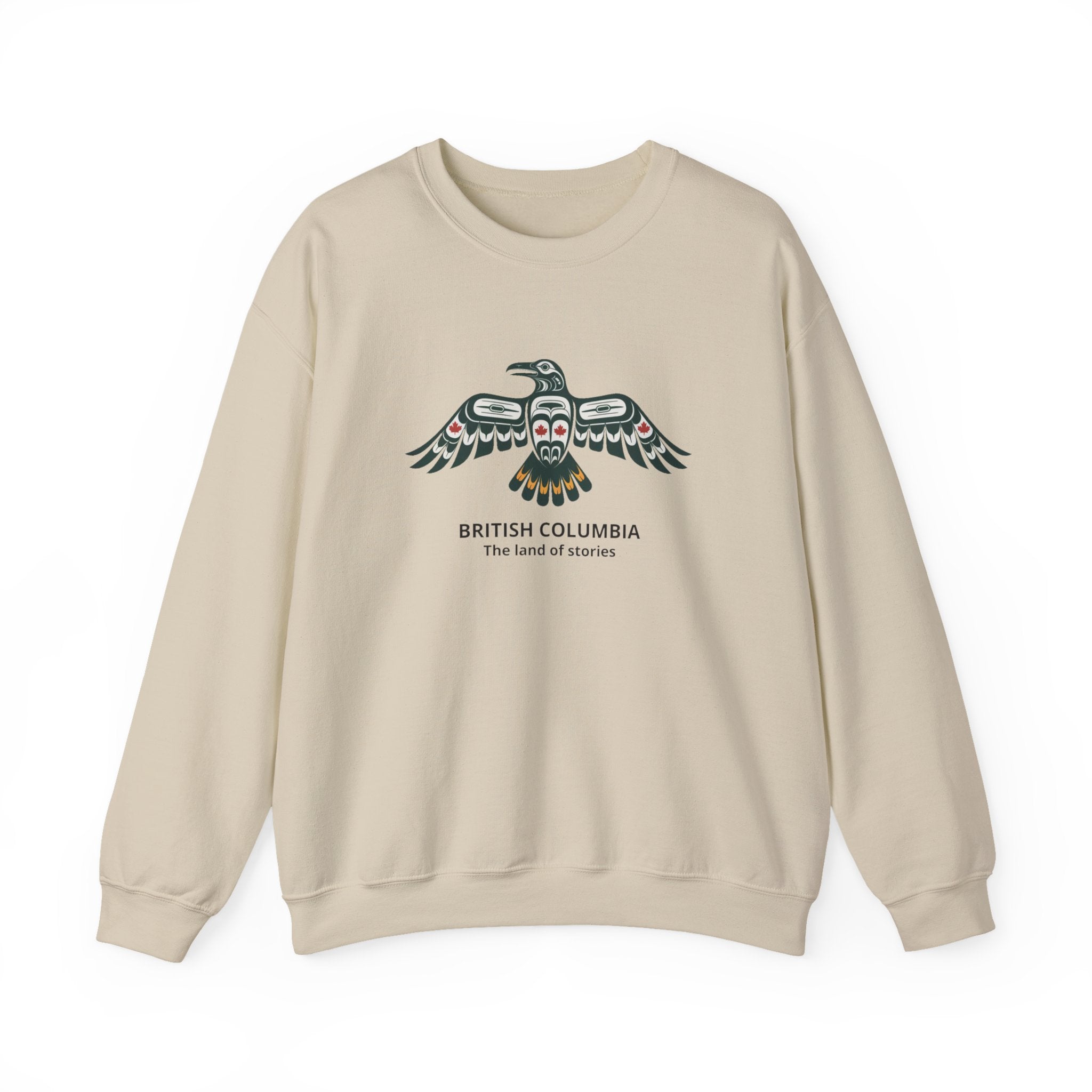 British Columbia Thunderbird Crewneck Sweatshirt — 'British Columbia The land of rivers' Indigenous-Inspired Design
