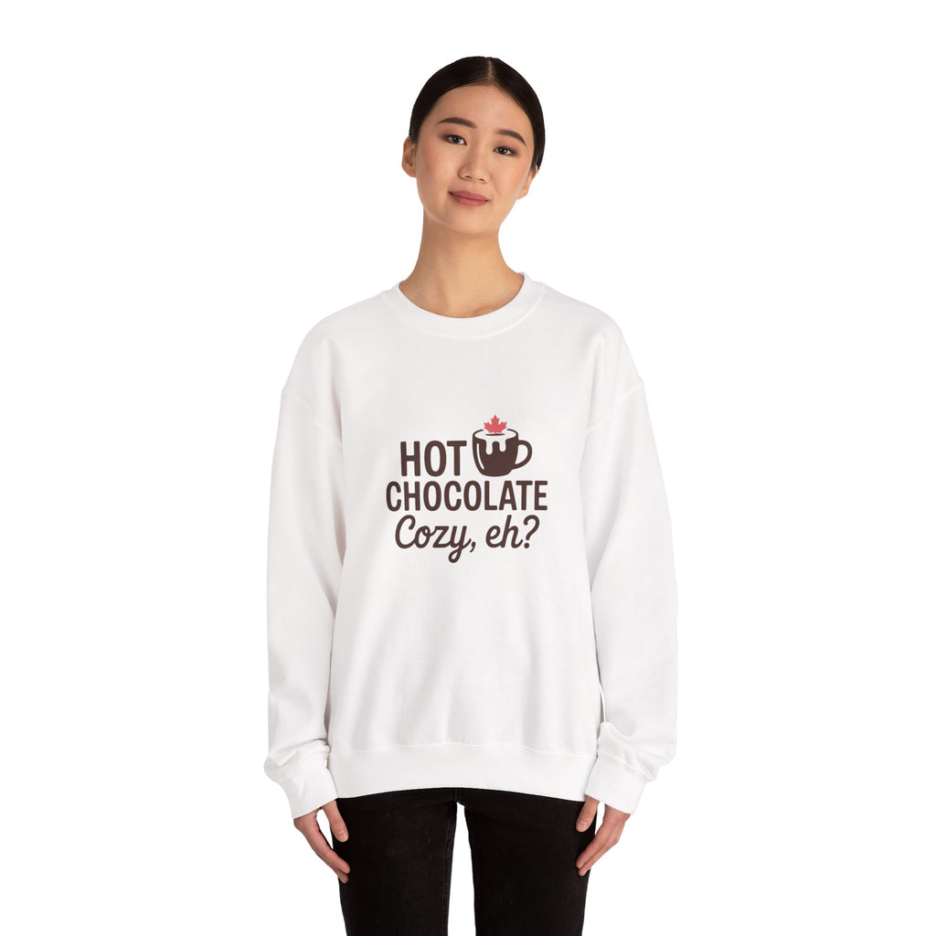 Hot Chocolate Cozy Crewneck Sweatshirt — "Hot Chocolate Cozy, eh?" Winter Pullover
