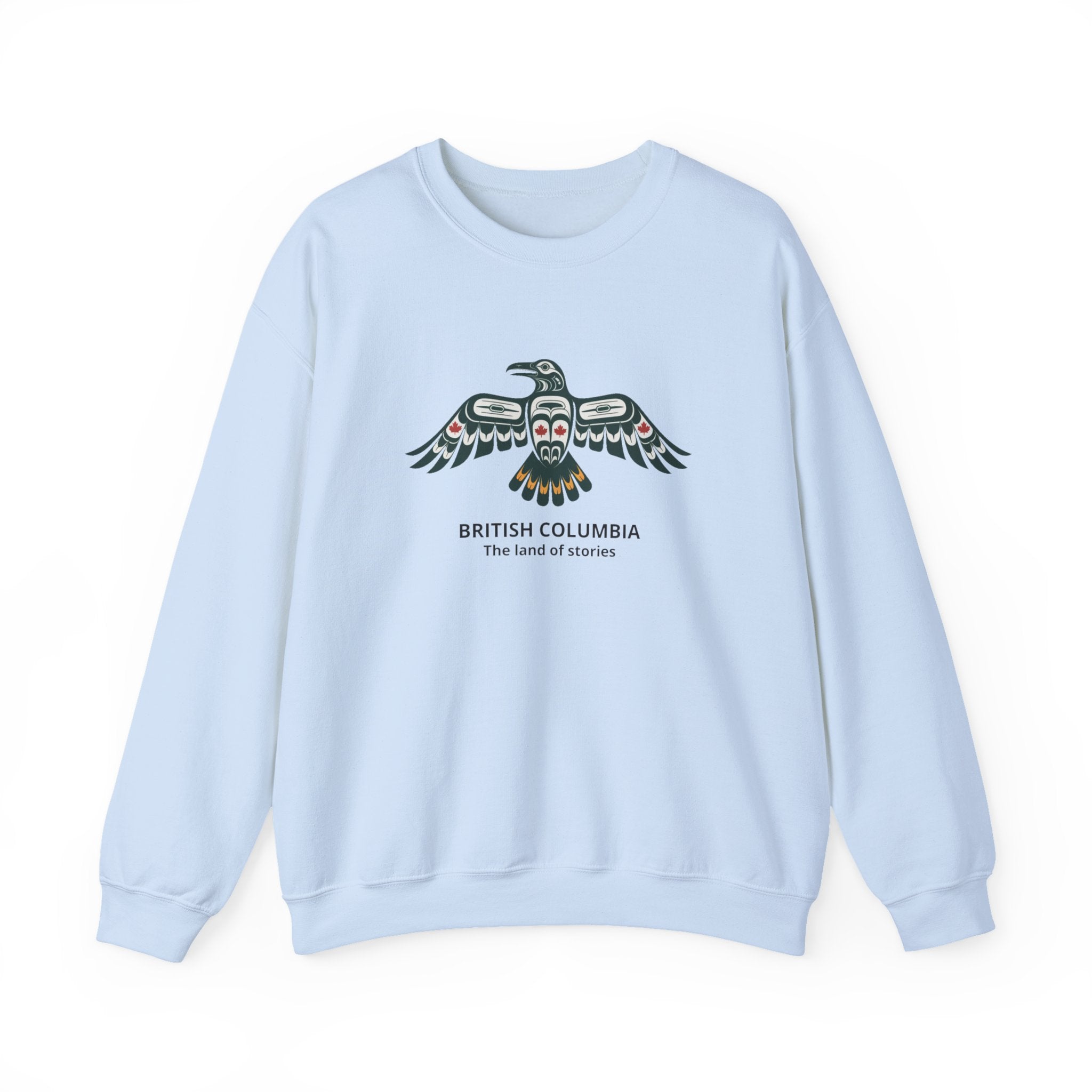 British Columbia Thunderbird Crewneck Sweatshirt — 'British Columbia The land of rivers' Indigenous-Inspired Design