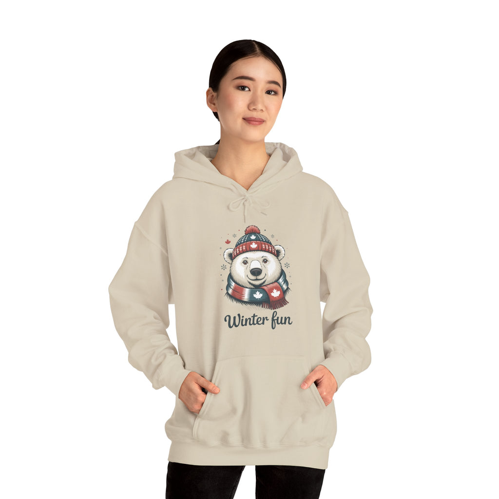 Winter Fun Polar Bear Hoodie - Cute Holiday Snowy Animal Sweatshirt