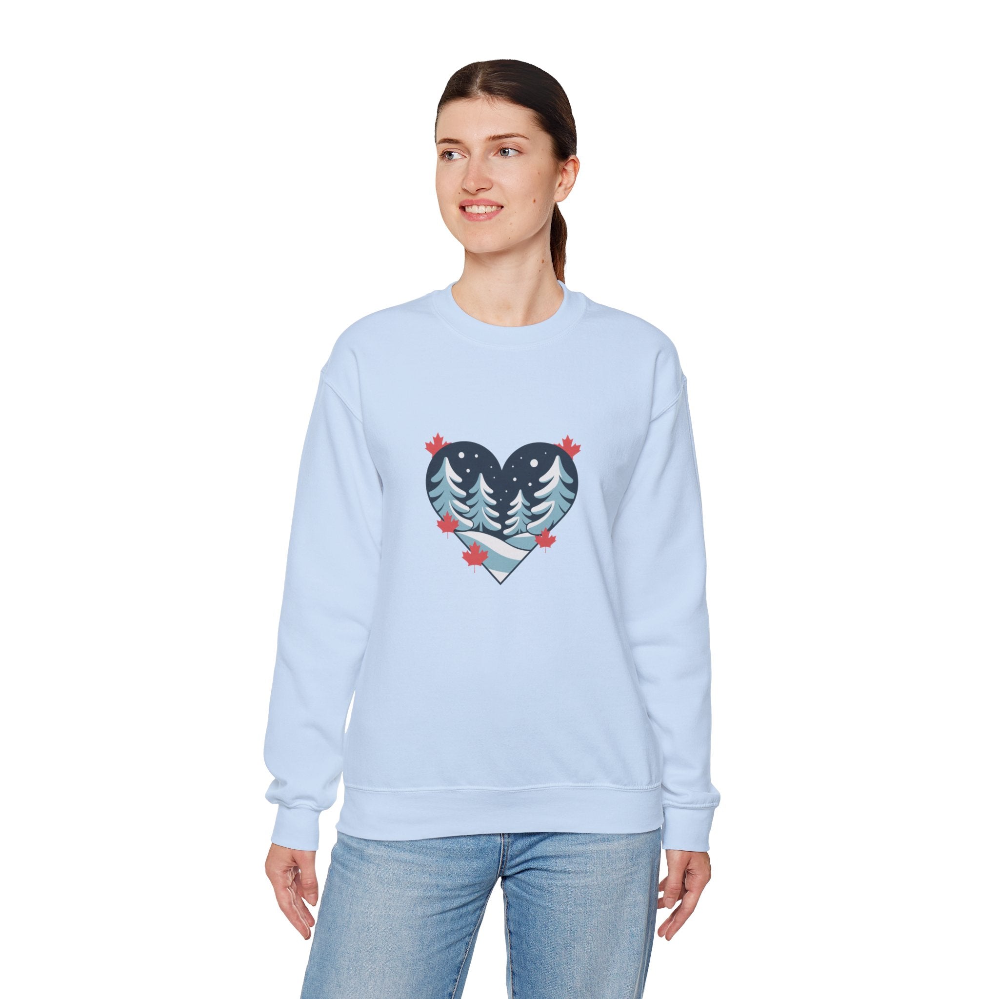 Winter Forest Heart Sweatshirt — Cozy Christmas Crewneck