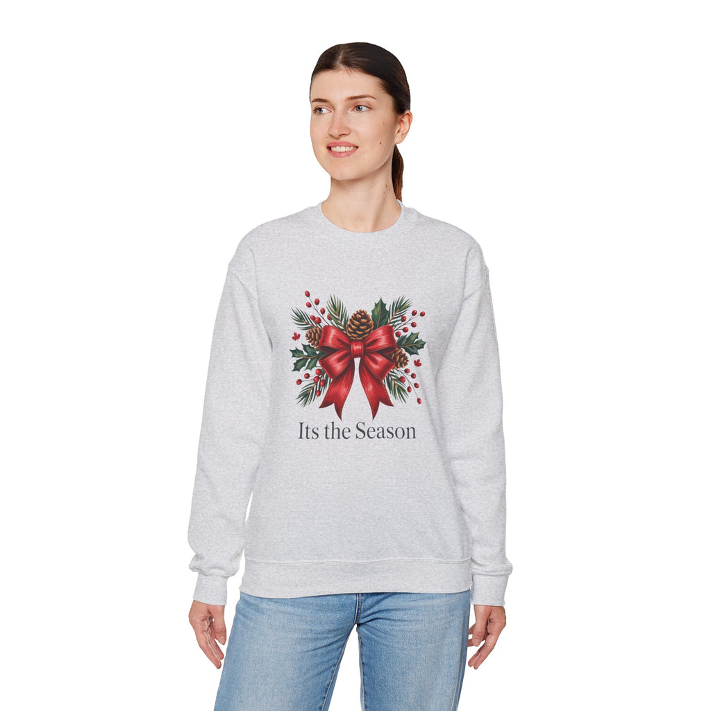 Holiday Bow Sweatshirt — "It's the Season" Christmas Crewneck