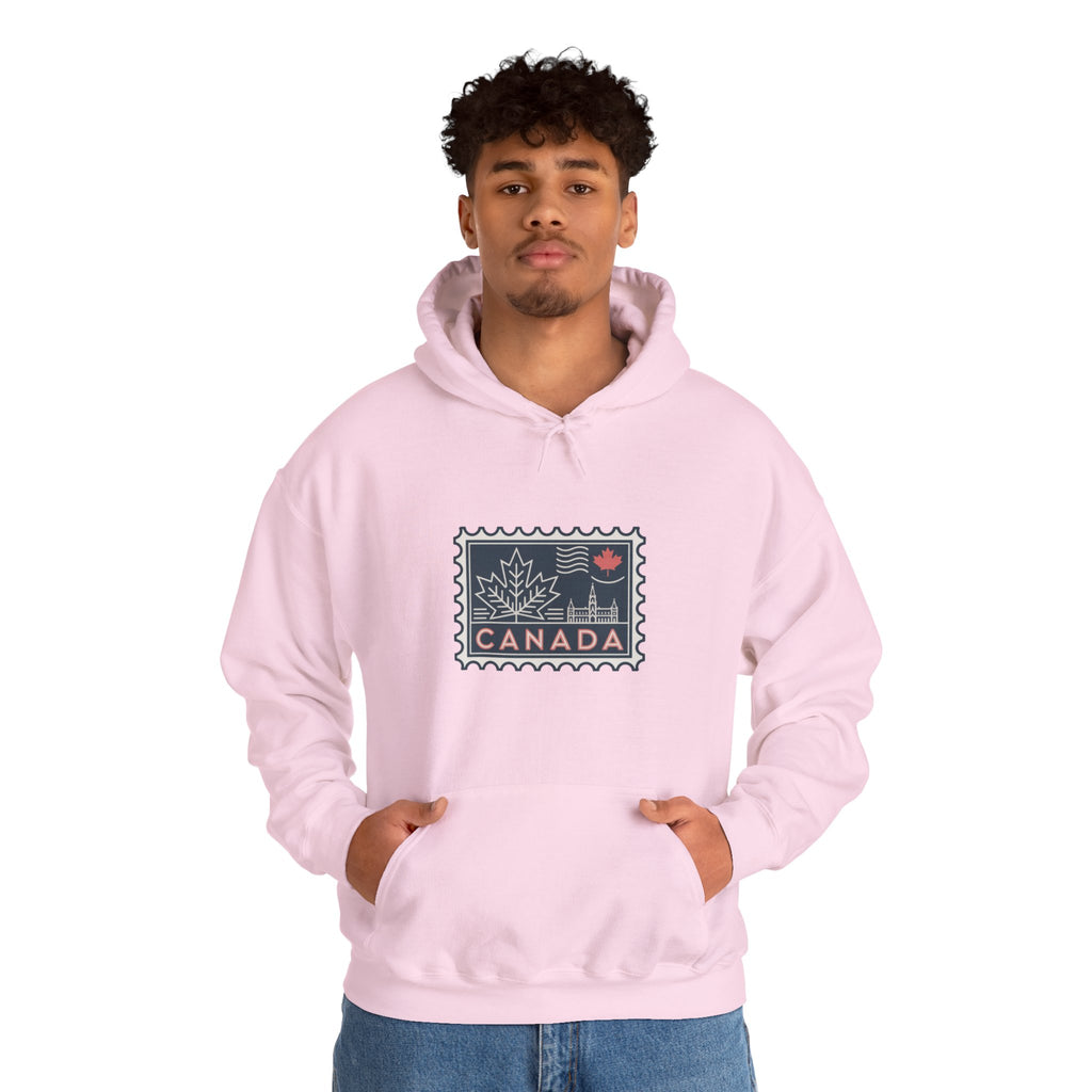 Canada Stamp Hoodie – Vintage Maple Leaf Canadian Travel Sweatshirt