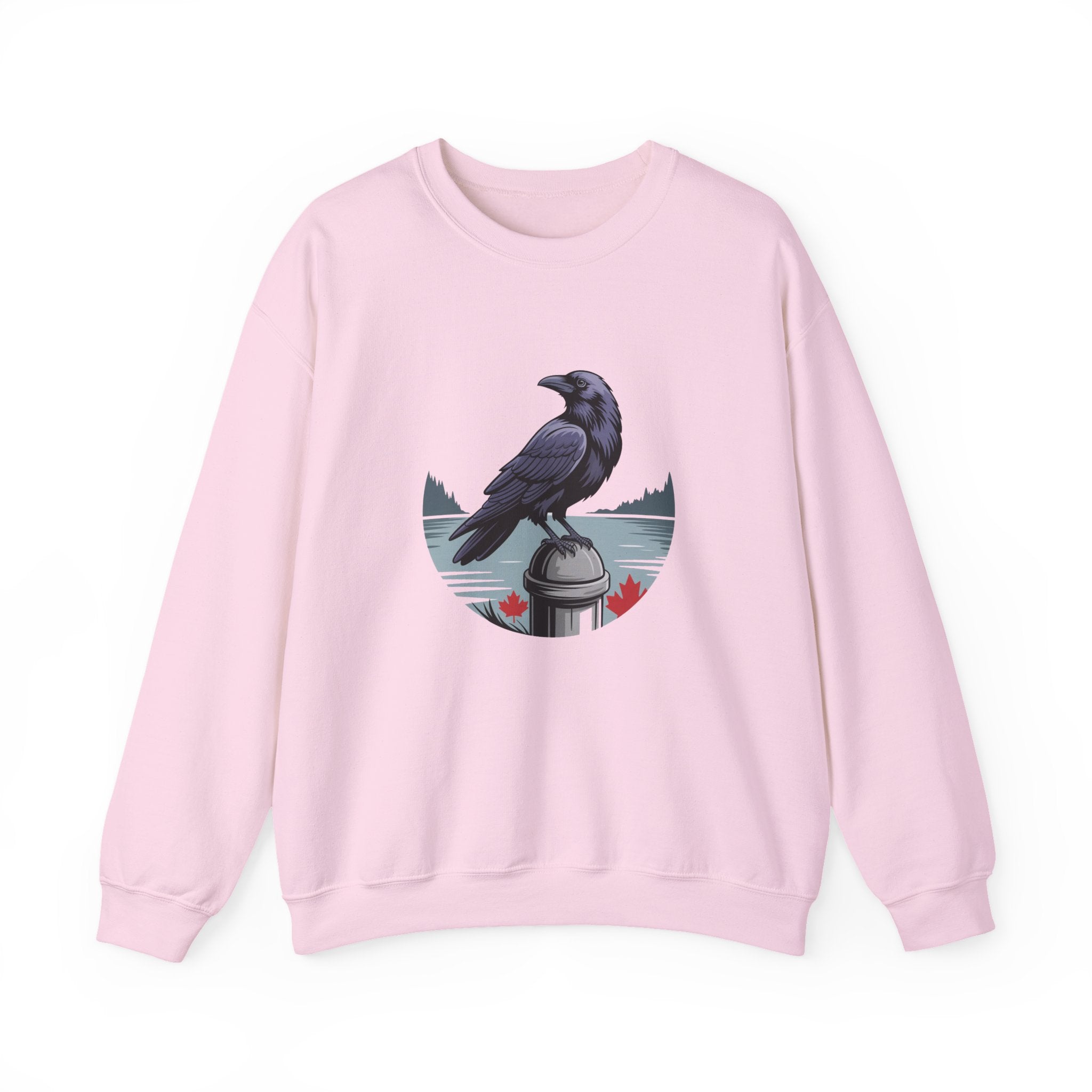 Raven by the Lake Crewneck Sweatshirt — Scenic Nature Graphic