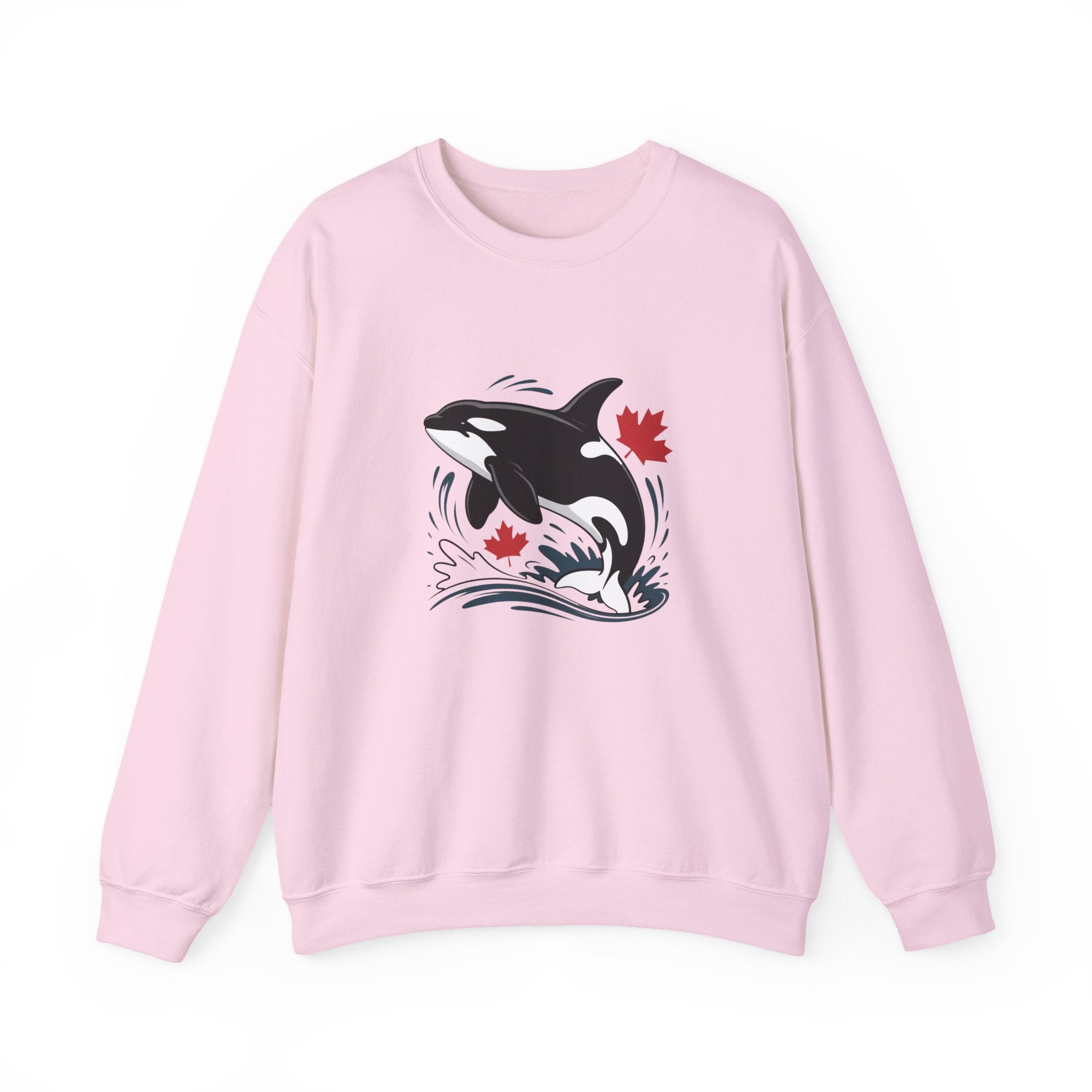 Orca Splash Crewneck Sweatshirt — Canadian Maple Leaf Whale Graphic