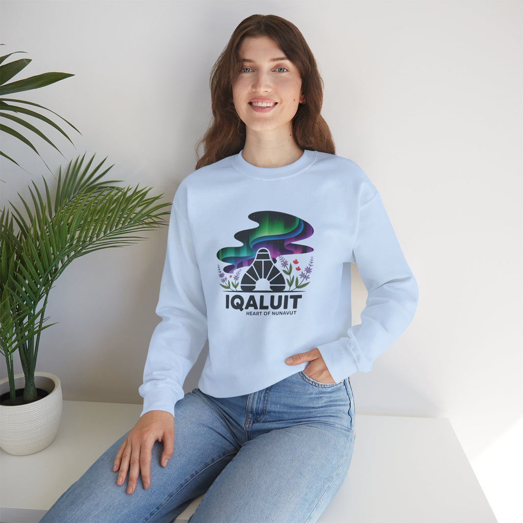 Iqaluit Northern Lights Sweatshirt – Heart of Nunavut Souvenir Crewneck