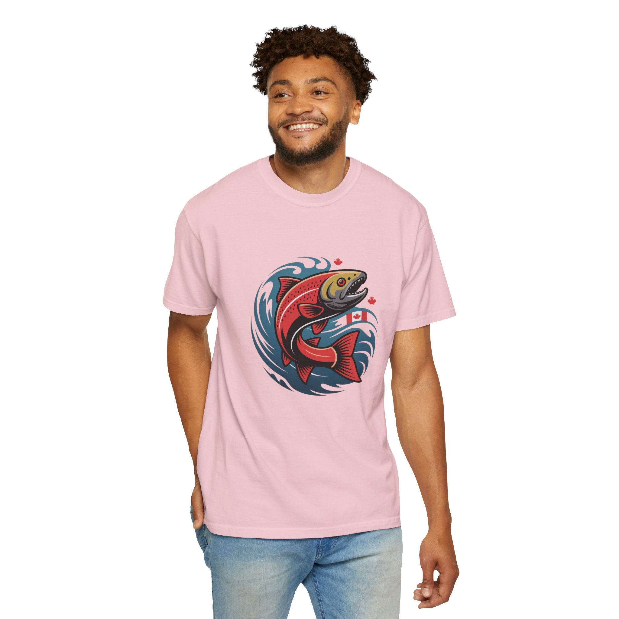 Salmon Wave T‑Shirt — Retro Fishing Graphic Tee