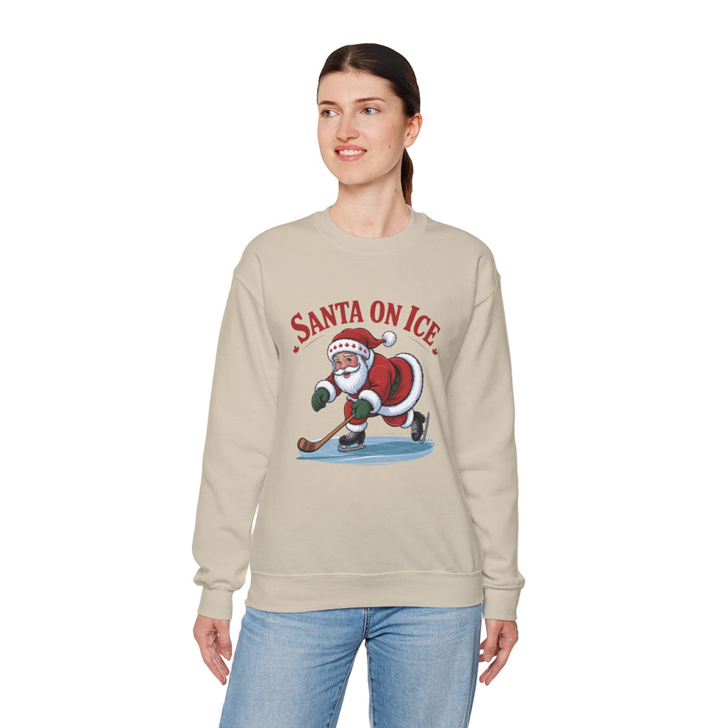 Santa on Ice Sweatshirt — Funny Hockey Santa Christmas Crewneck