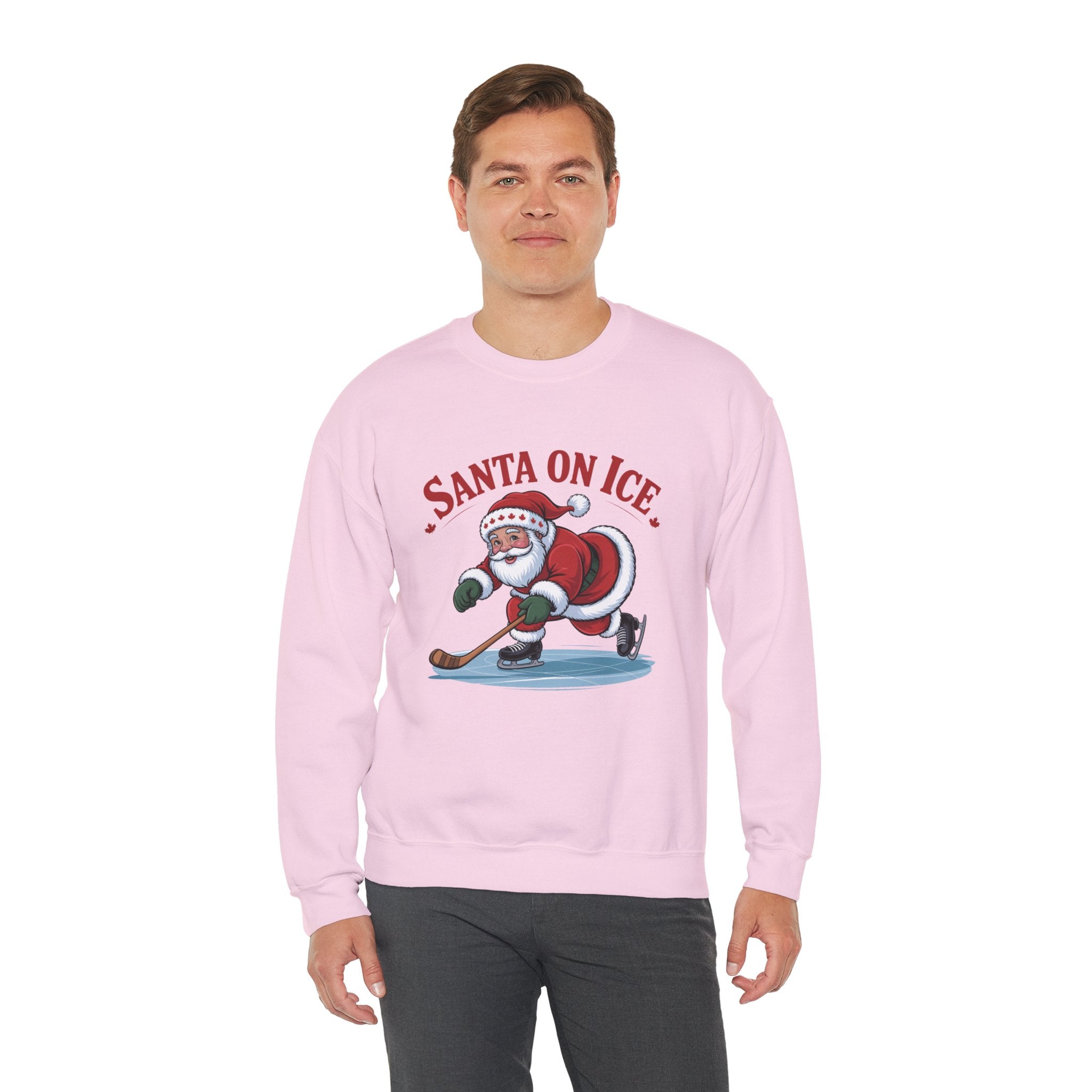 Santa on Ice Sweatshirt — Funny Hockey Santa Christmas Crewneck
