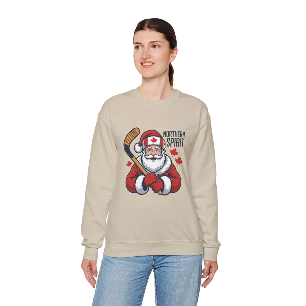 Northern Spirit Santa Hockey Sweatshirt – Canadian Maple Leaf Holiday Crewneck