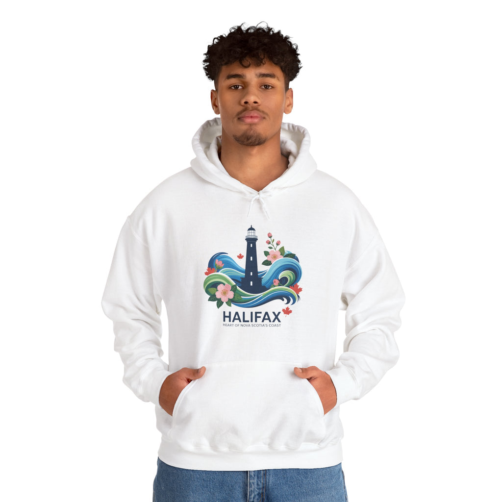 Halifax Lighthouse Hoodie — Coastal Floral Nova Scotia Sweatshirt