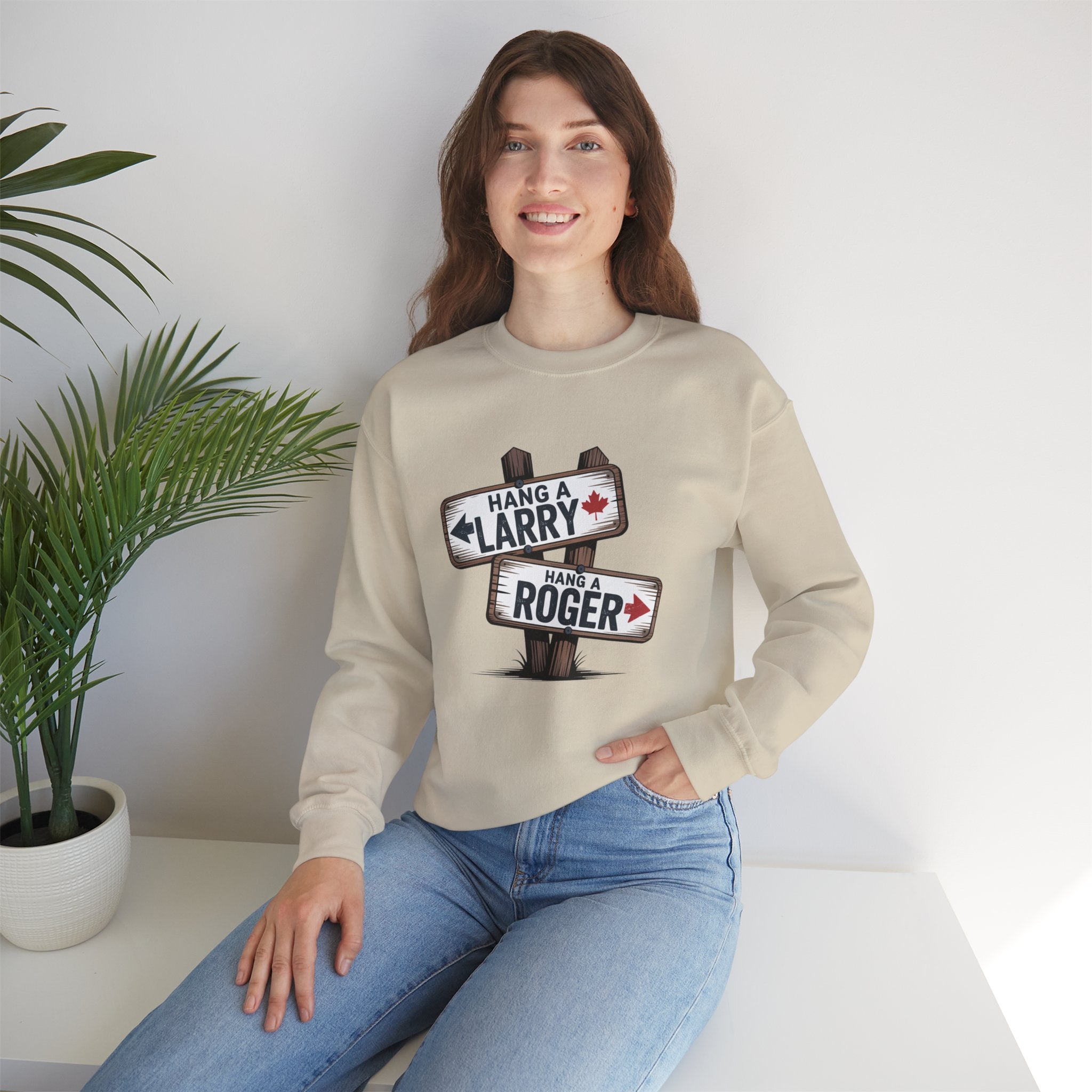 "Hang a Larry, Hang a Roger" Road Sign Graphic Sweatshirt